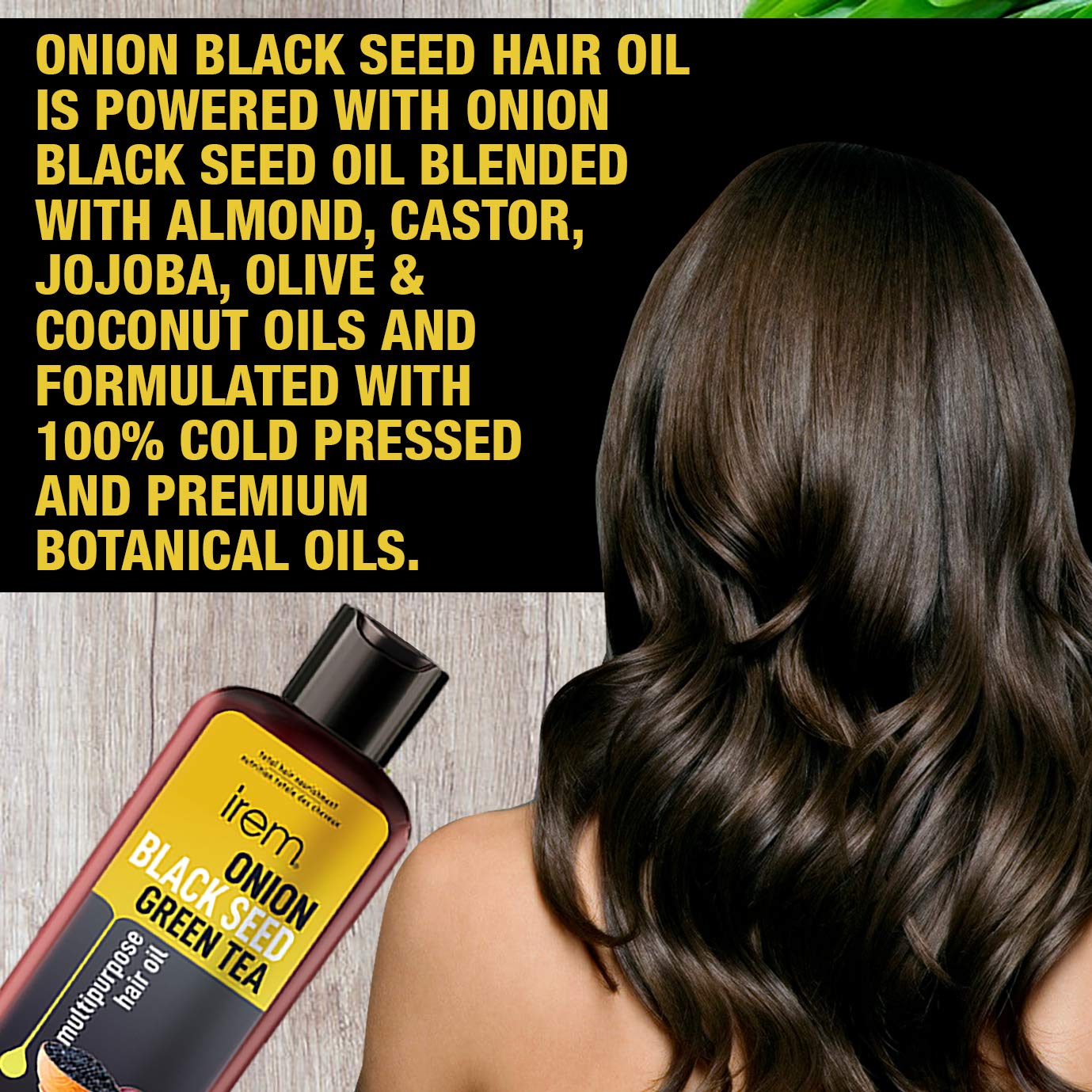 Irem Onion, Black Seed & Green Tea Hair Oil for Hair Growth - 250ml | Promotes Healthy Hair, Reduces Hair Fall & Dandruff | Perfect for Daily Scalp Massage & Night Hair Treatment