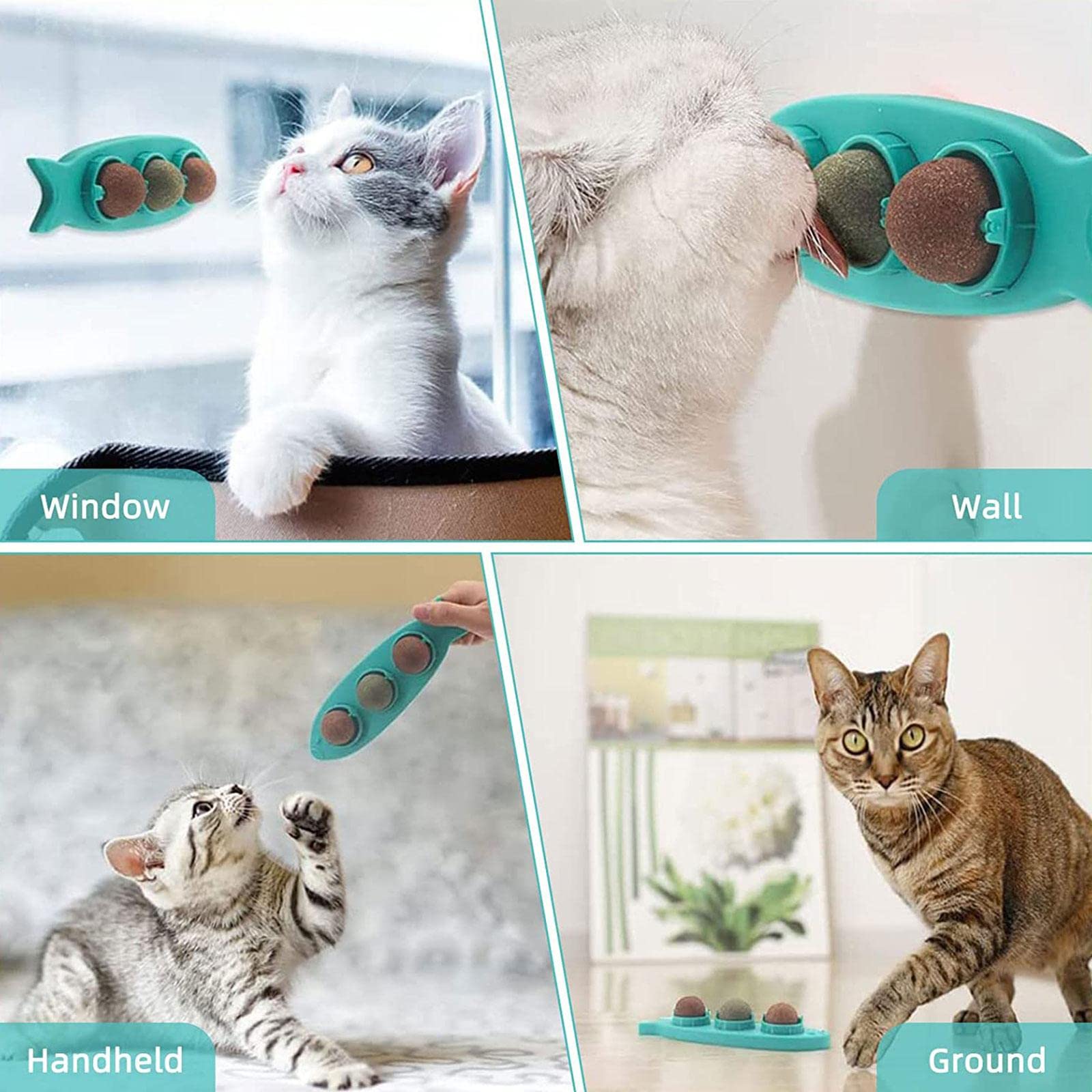 Organic Catnip Wall Balls - Mint Flavored Rotatable Cat Treat Toys for Teeth Cleaning | Edible Cat Licking Balls & Chew Toys | Perfect for Indoor Play, Dental Care & Stress Relief for Kittens & Adult Cats