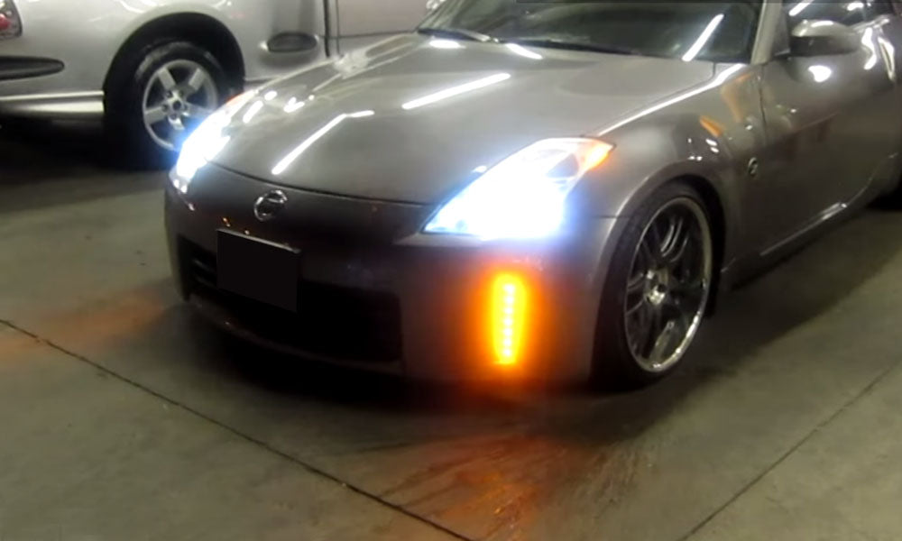 2006-2009 Nissan 350Z 370Z Style Switchback LED Daytime Running Lights & Turn Signals - DRL Fog Lights for Enhanced Visibility & Safety