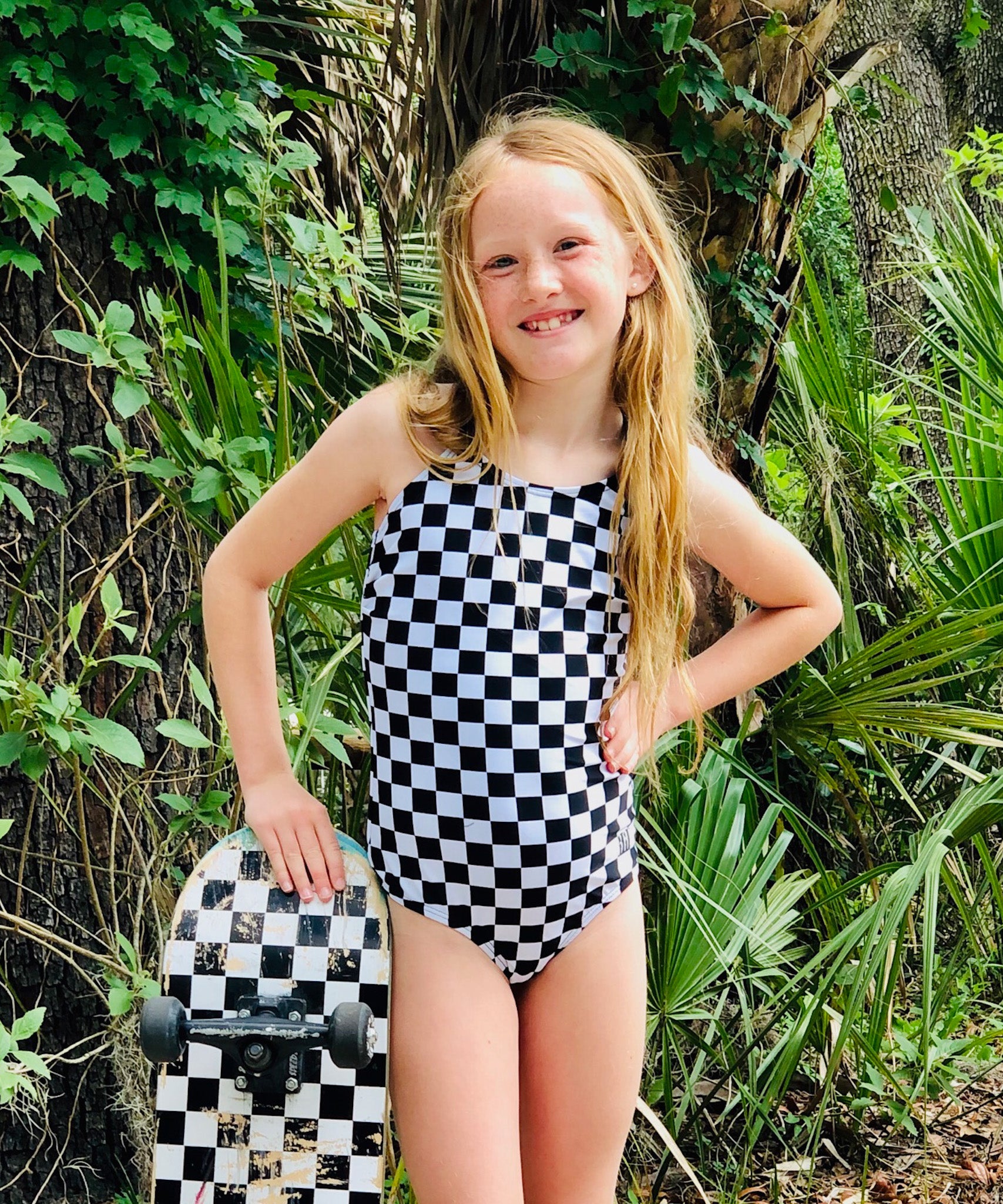 Allie Checkered One Piece Swimsuit for Girls - Stylish & Comfortable Bathing Suit for Beach, Pool & Summer Vacations