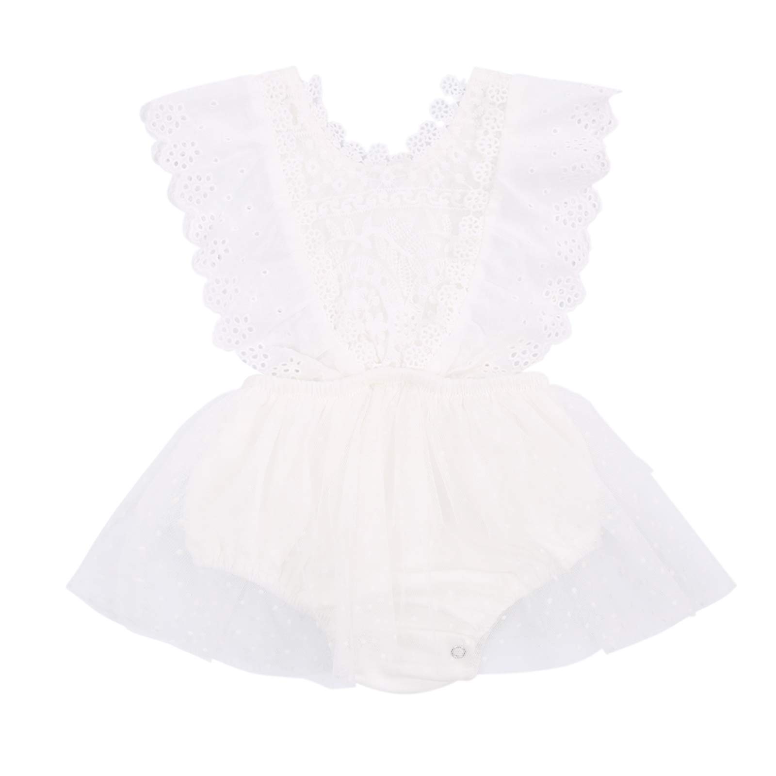 Kayotuas Baby Girl Lace Romper - Boho Style Newborn Photography Outfit with Ruffle Sleeves & Tutu Dress - Perfect for Infant Photo Shoots, Birthday Parties & Special Occasions