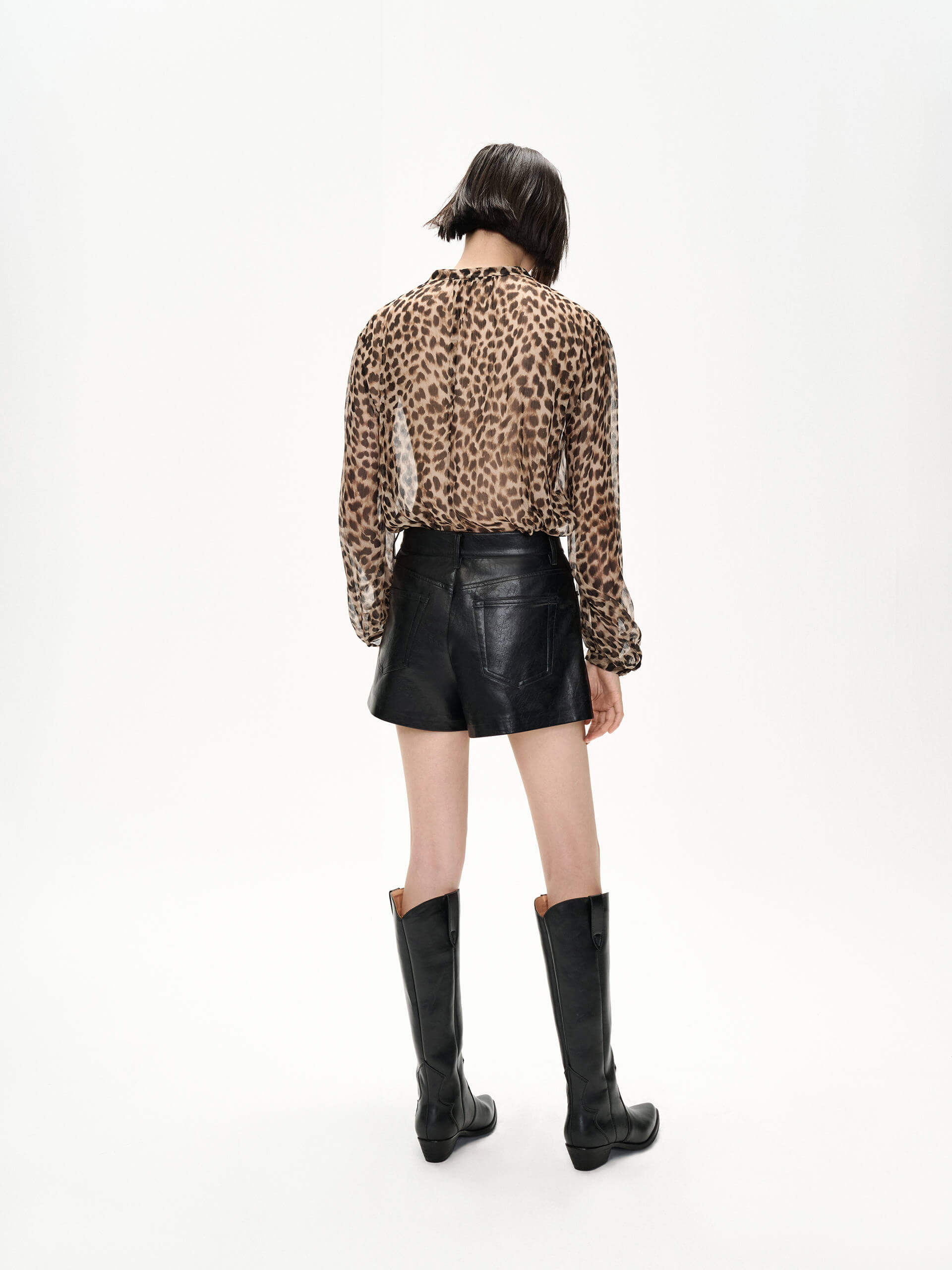 Leopard Print Sheer Blouse for Women - Stylish Animal Print See-Through Top for Party, Night Out & Date Night