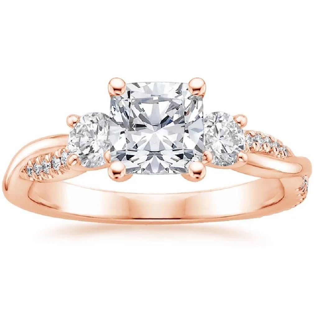 1 Carat Cushion Cut Moissanite Engagement Ring Set - Petite Twisted Vine Wedding Band for Women, Bridal Ring Set, Anniversary/Promise Gift for Wife (Size 6.5) | Perfect for Proposals, Weddings & Romantic Occasions