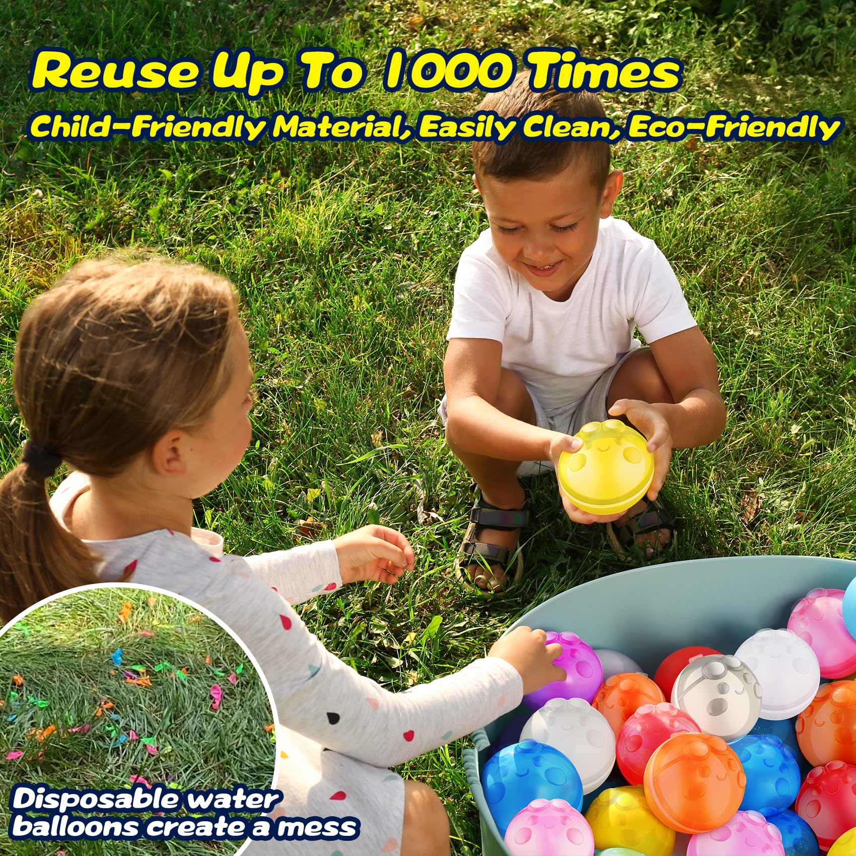 8 Pcs Reusable Water Balloons - Quick Refillable Self-Sealing Magnetic Water Balls for Kids & Adults | Silicone Water Toys for Summer Outdoor Fun, Pool Parties & Beach Games