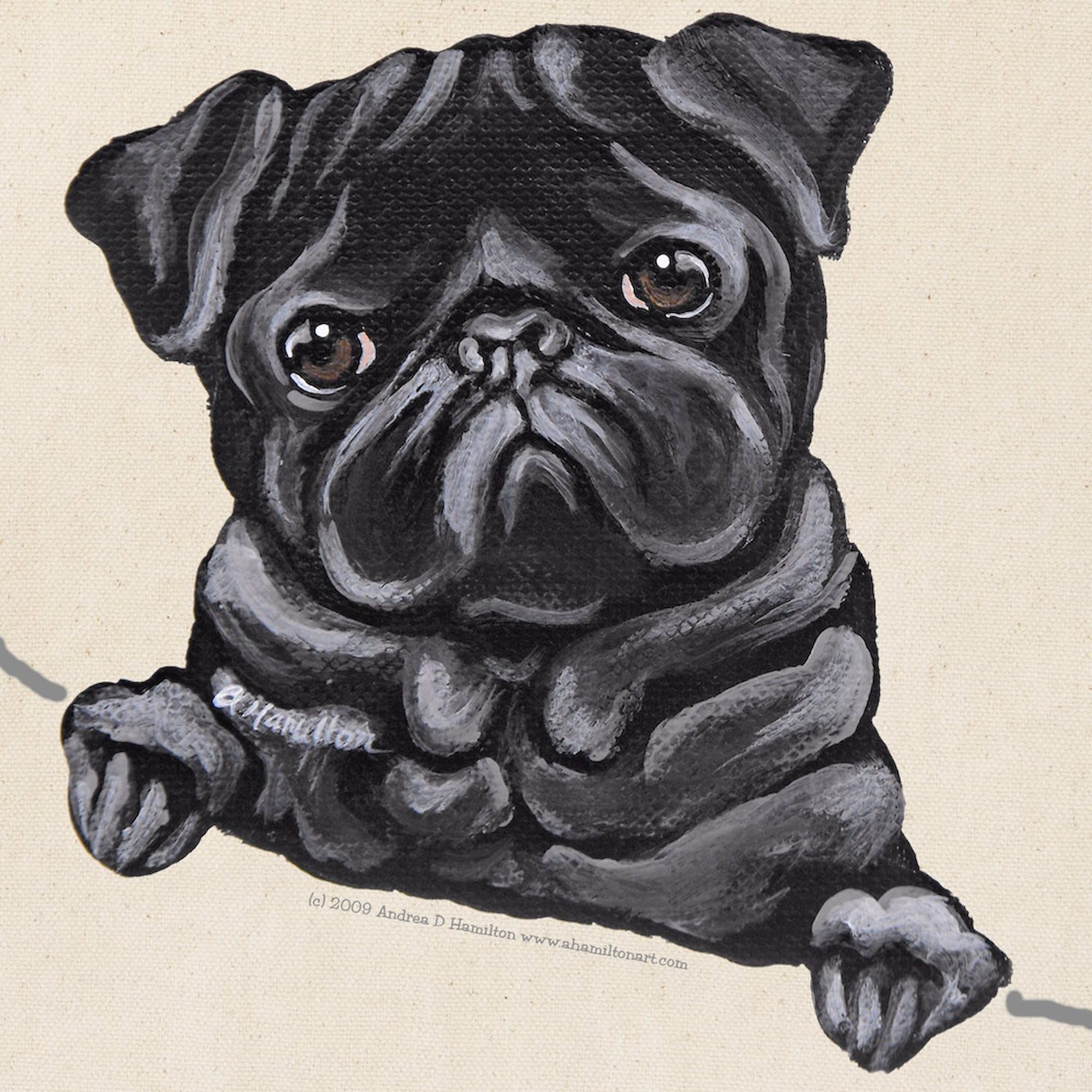 Black Pug Line Art Tote Bag - Natural Canvas Reusable Shopping Bag for Groceries, Beach & Everyday Use | Eco-Friendly & Durable