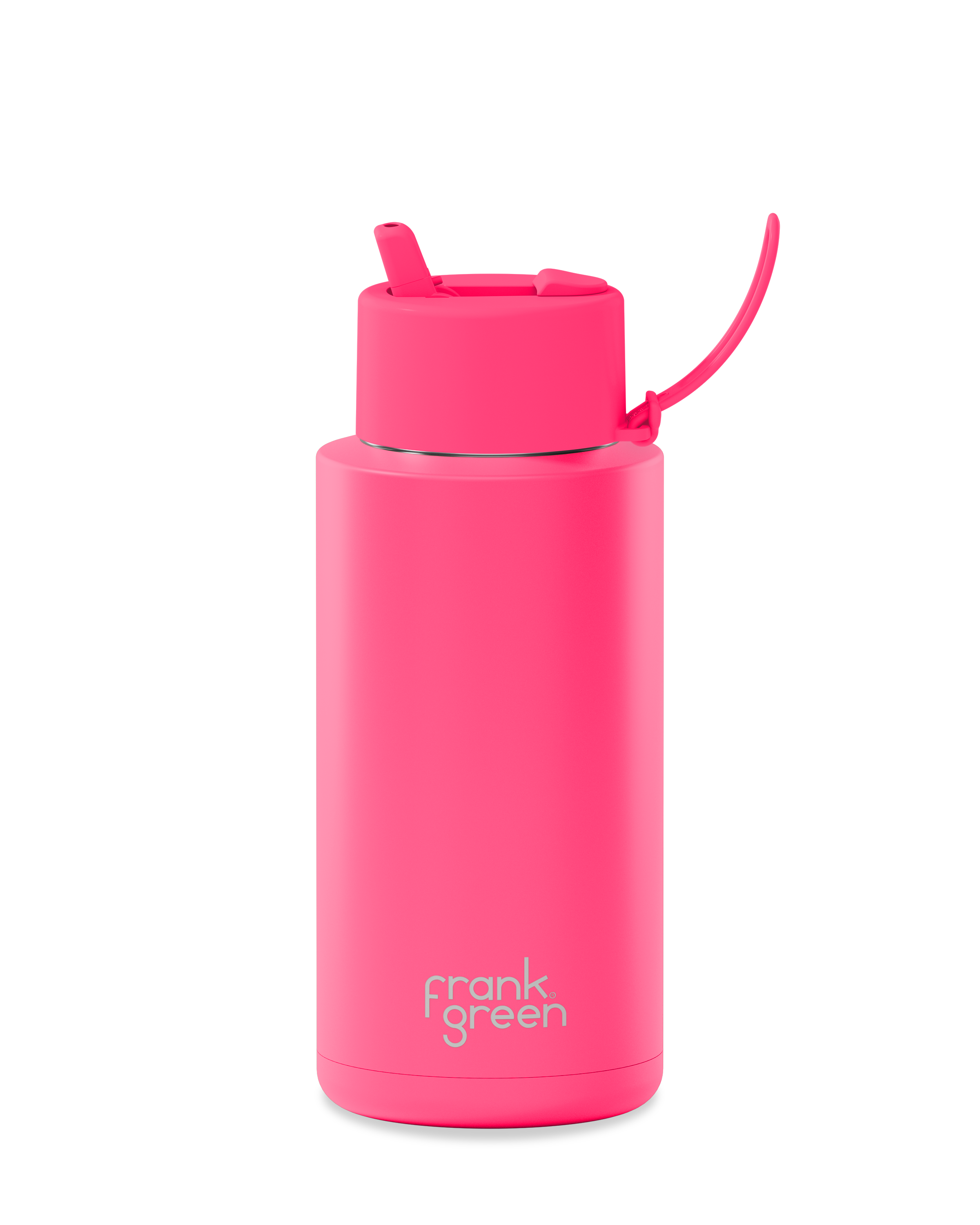Eco-Friendly Ceramic Reusable Water Bottle 34oz (1000ml) - Neon Pink | Insulated Travel Mug for Gym, Office & Outdoor Activities