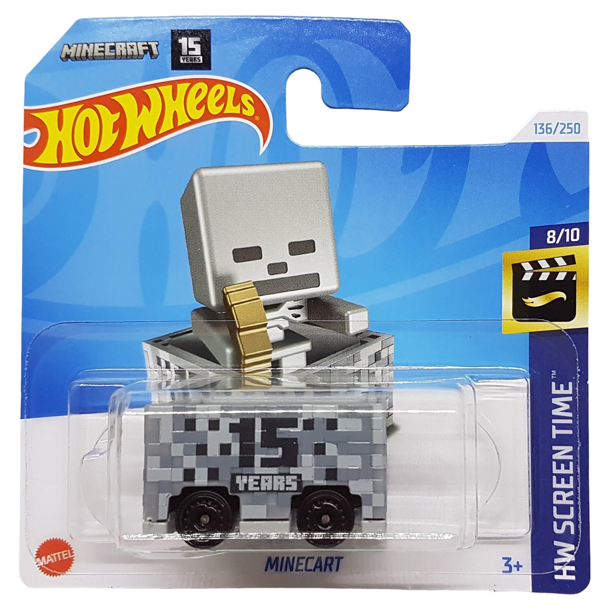 Hot Wheels 1:64 Scale Minecart Die-Cast Car - Minecraft 15th Anniversary Edition - Mattel 2024 Collectible Toy for Kids & Adults - Perfect for Display, Play, and Minecraft Fans Collection