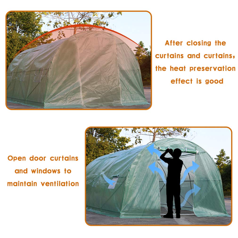 BestMassage 15'x7'x7' Steel Walk-in Greenhouse for Outdoor & Indoor Use - Perfect for Plants, Tomatoes, Herbs, and Gardening - Great for Patio, Backyard, and Gardening Enthusiasts
