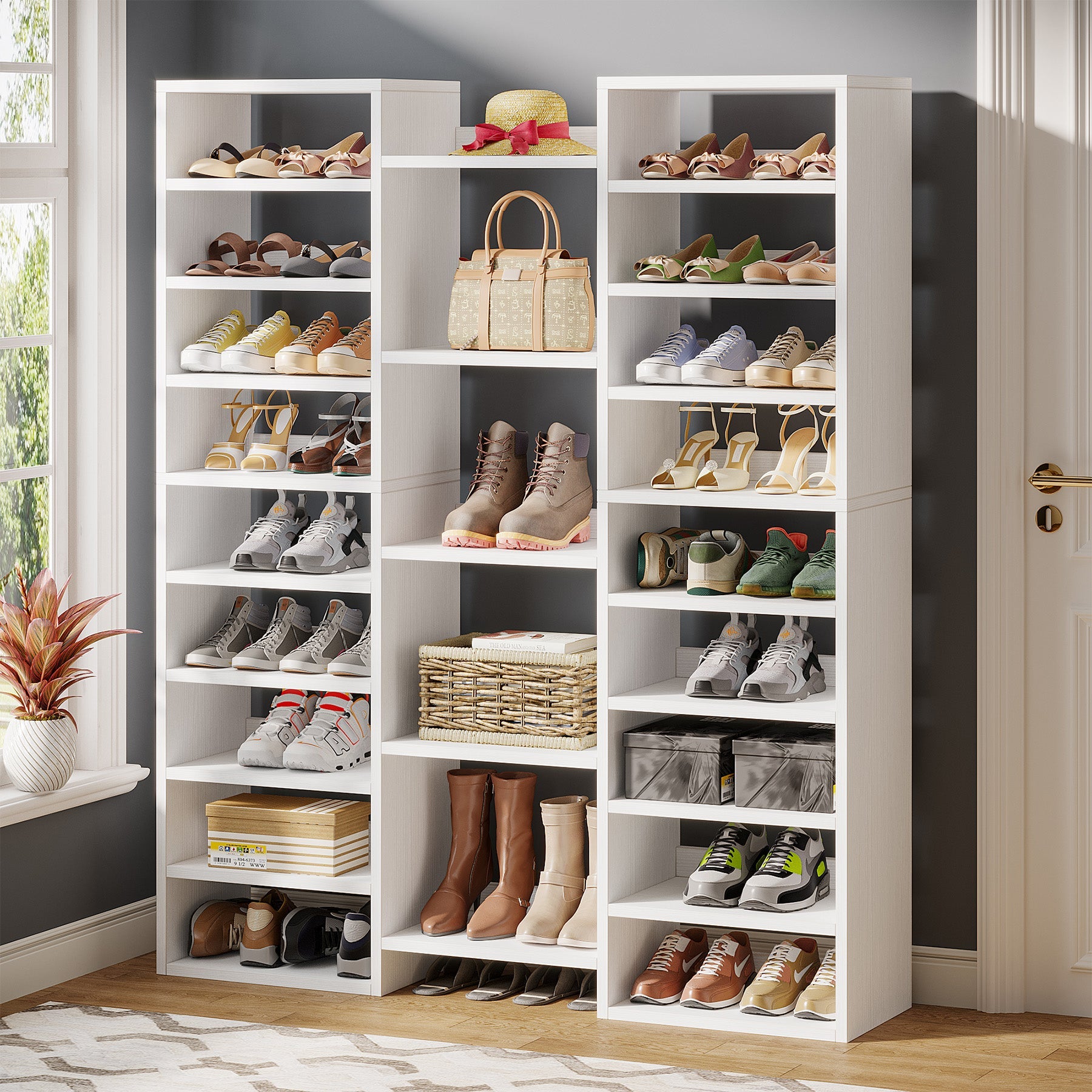 Wooden Shoe Rack - Freestanding Shoe Organizer with 23 Storage Shelves for Entryway, Closet & Mudroom Organization | Space-Saving Shoe Storage Solution for Home & Office