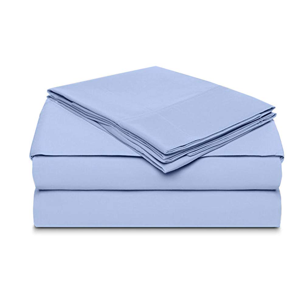 Premium 400 Thread Count Light Blue Solid Cotton Crib Sheet Set (33