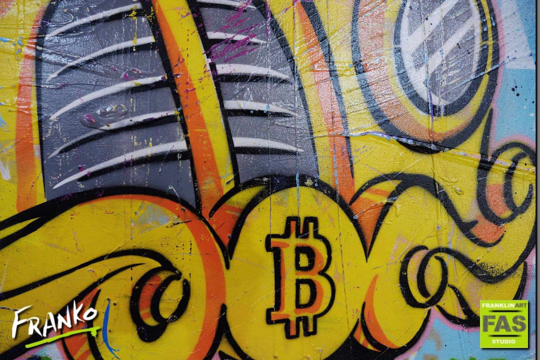 Fast Getaway 160cm x 100cm Richie Rich Bitcoin Art Print - Perfect for Home Decor, Office Wall Art & Crypto Enthusiast Gifts