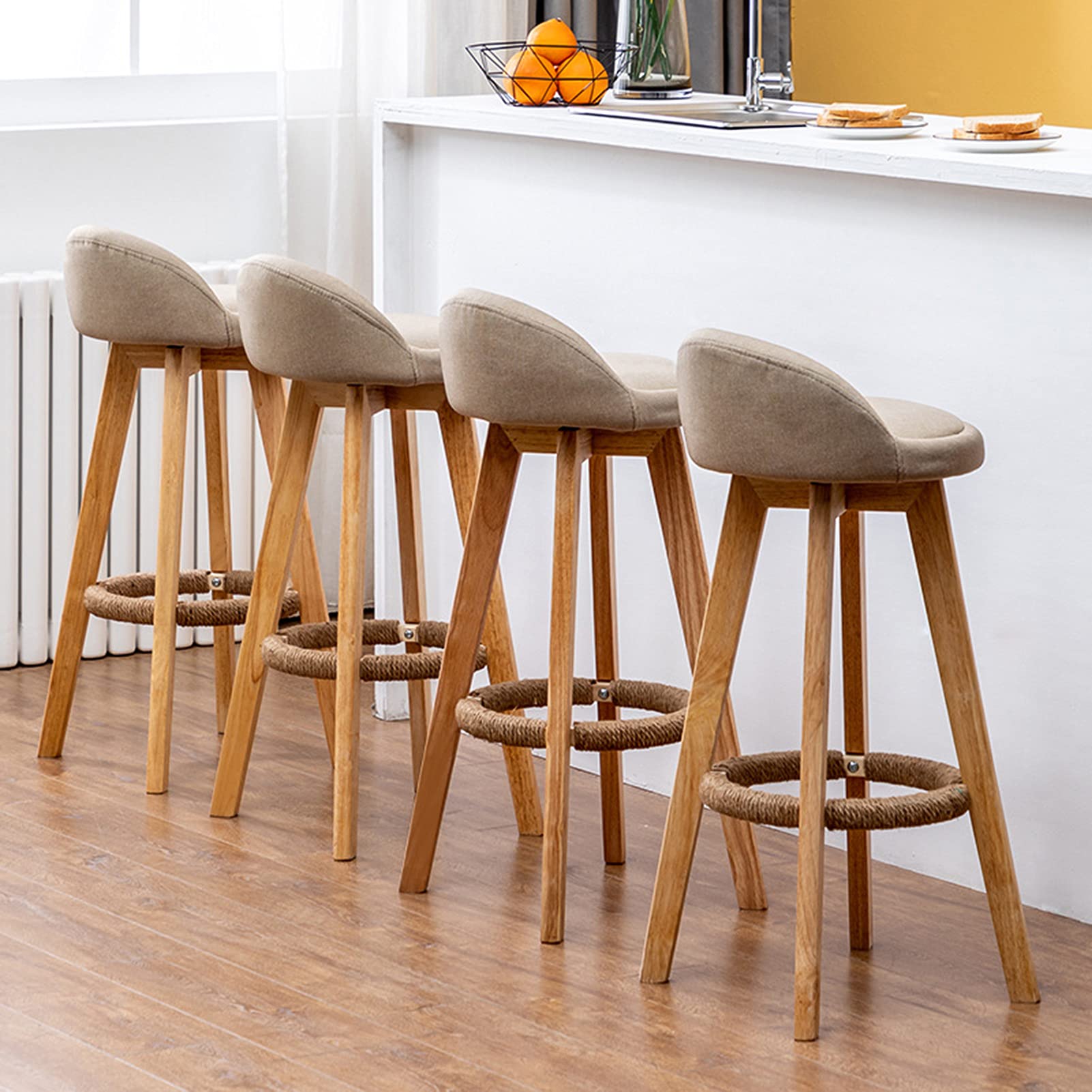Wooden Bar Stool with Low Backrest & Footrest - Counter Height Bar Chair for Kitchen, Breakfast Bar, Pub, Coffee House | Perfect for Home, Restaurant & Party Use