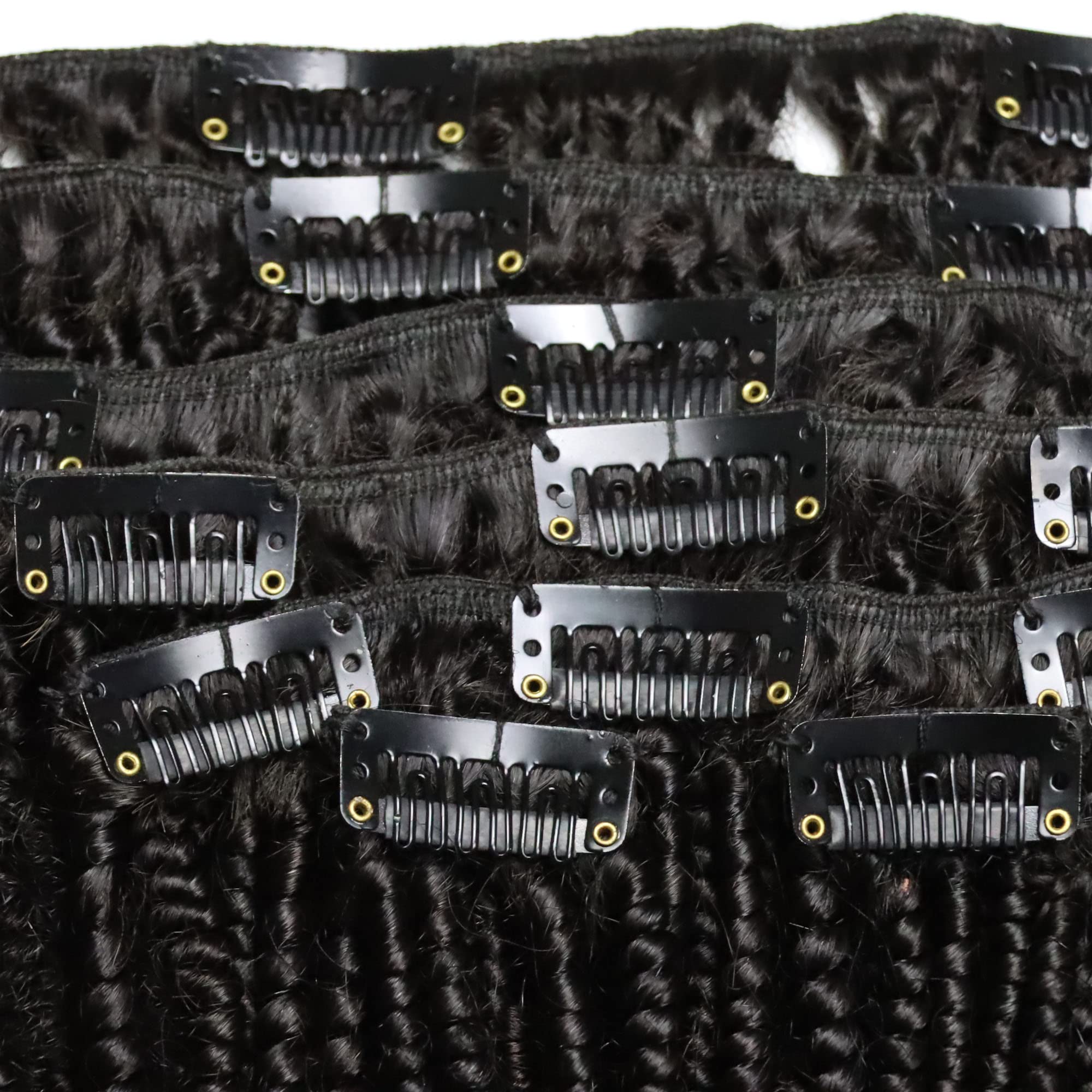 Virgin Human Hair Clip In Extensions 4C Afro Kinky Curly Tight Smallest Curls - 120g Real Human Hair Weave (Natural Color 4C Curly Clip Ins, 14 Inch) for Black Women & Protective Styles - Perfect for Daily Wear, Parties & Special Occasions