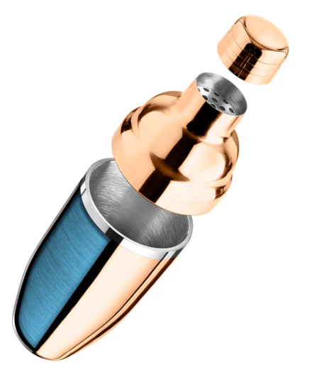 Premium Final Touch Double Wall Stainless Steel Cocktail Shaker with Copper Finish - Professional Bar Tools for Mixing Martinis, Margaritas & Cocktails at Home or Bars