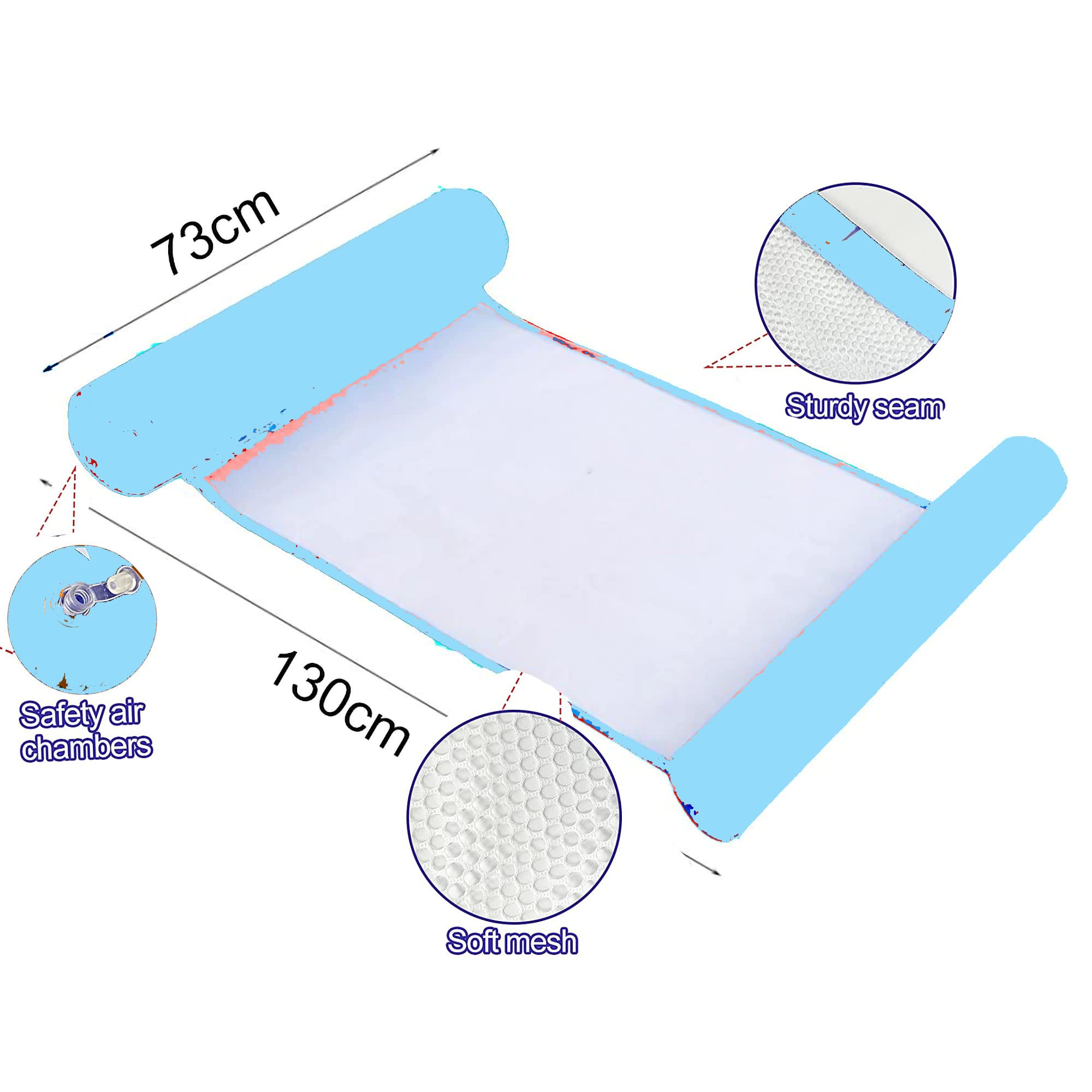 4-in-1 Portable Inflatable Pool Float - Thick PVC Water Recliner, Swimming Mattress & Sea Chair for Adults, Durable Sand Bed Pool Floats for Relaxing, Beach Parties, Poolside Lounging & Summer Vacations