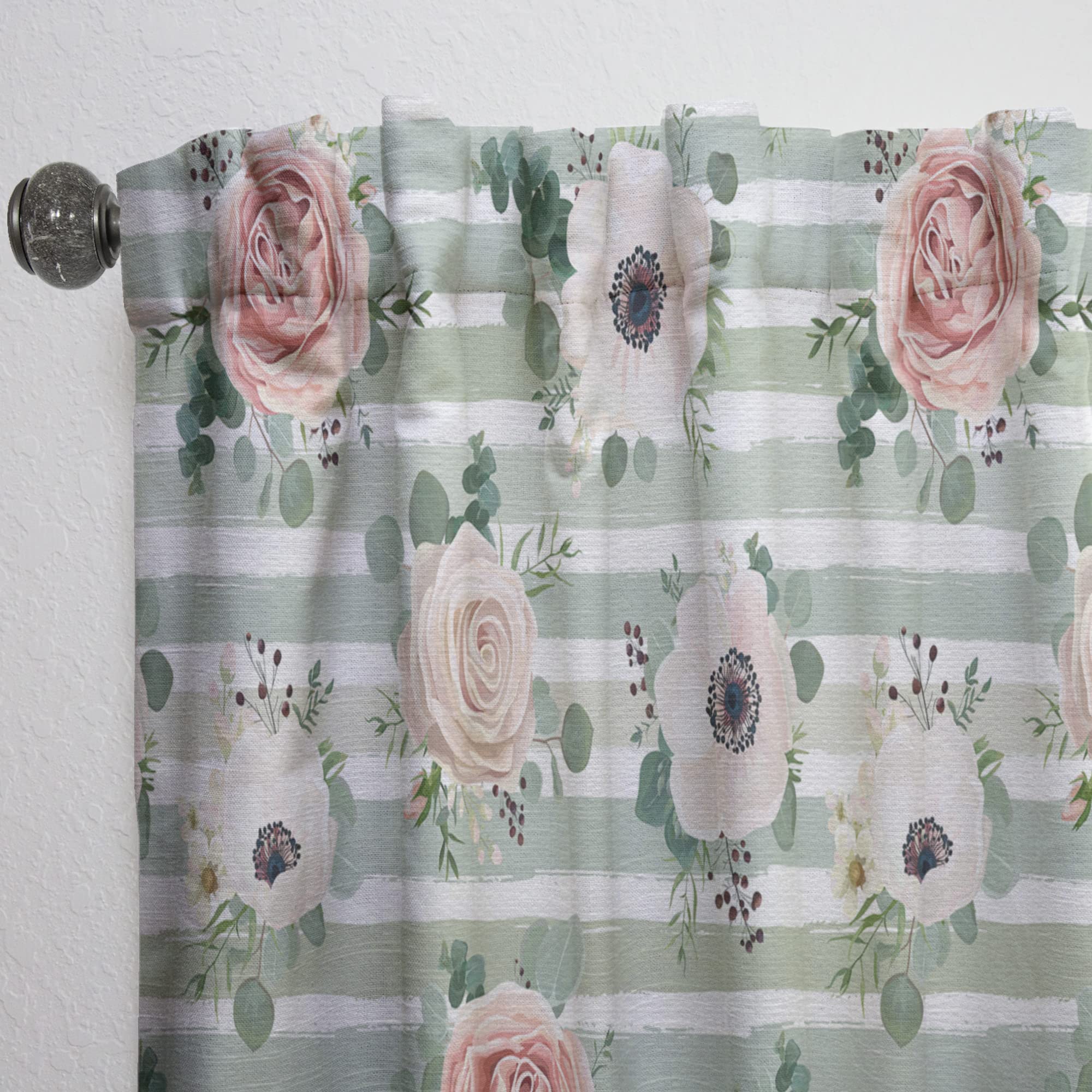Floral Retro Pattern V Thermal Insulated Curtains for Bedroom & Living Room - 52x95 Single Panel Window Drapes - Perfect for Home Decor & Energy Efficiency