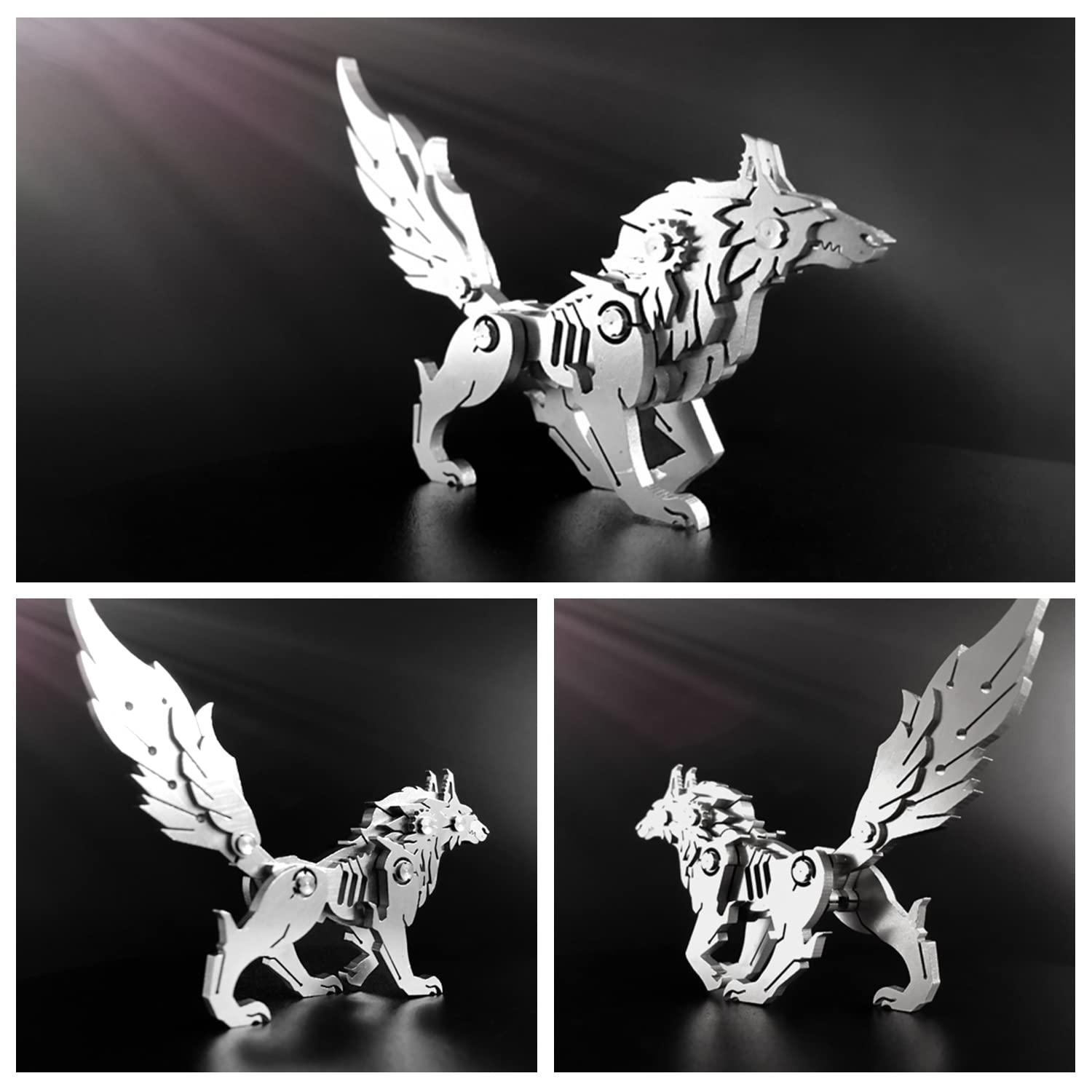 3D Metal Model Kits - DIY Mechanical Wolf Puzzle | Steel Animal Series Brain Teaser for Adults | Home Decor Art Craft & Unique Gift Idea | Perfect for Stress Relief, Office Desk Display & STEM Learning Activities