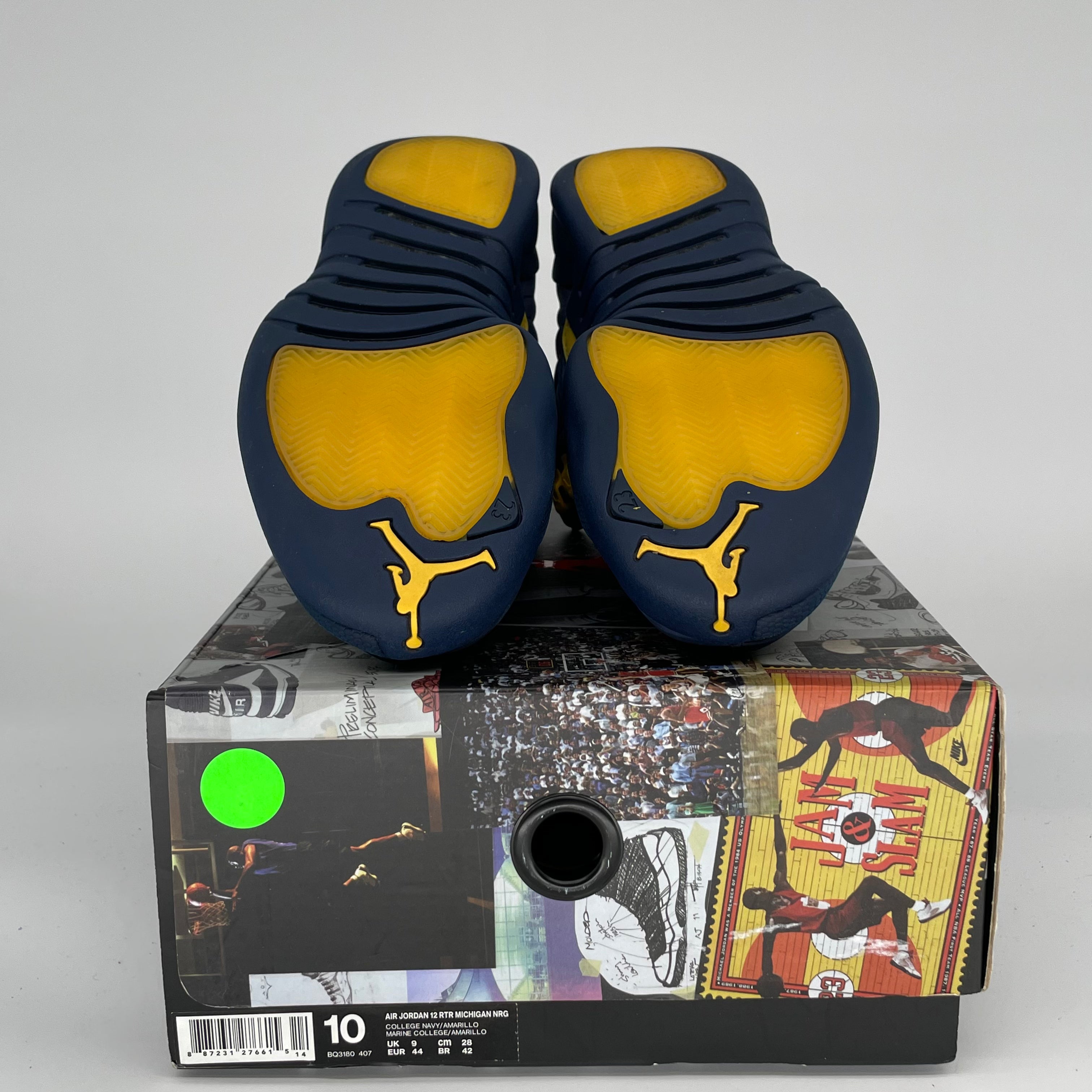 AIR JORDAN 12 Michigan Basketball Shoes - Men's Size 10 (BQ3180-407) - Retro Sneakers for Basketball, Streetwear & Casual Fashion