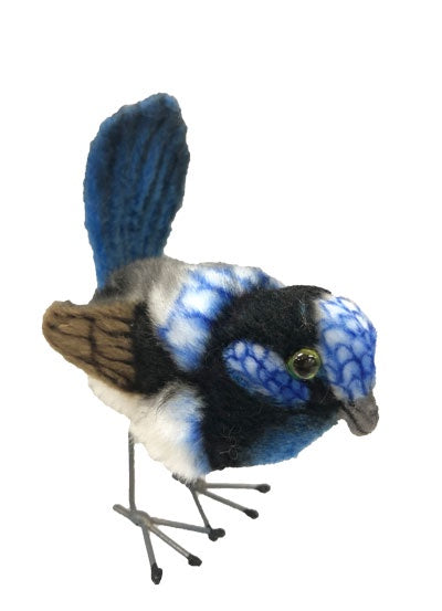 Hansa Blue Wren Plush Stuffed Animal Toy - 7cm Soft Bird Figurine for Kids, Collectors & Home Decor | Perfect for Gifts, Nursery Decor & Bird Lovers