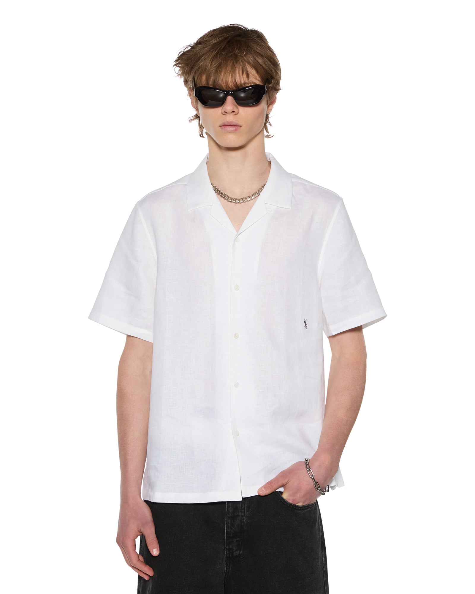 Costa Resort Short Sleeve Shirt for Men - White Casual Beachwear for Summer Vacation & Tropical Getaways