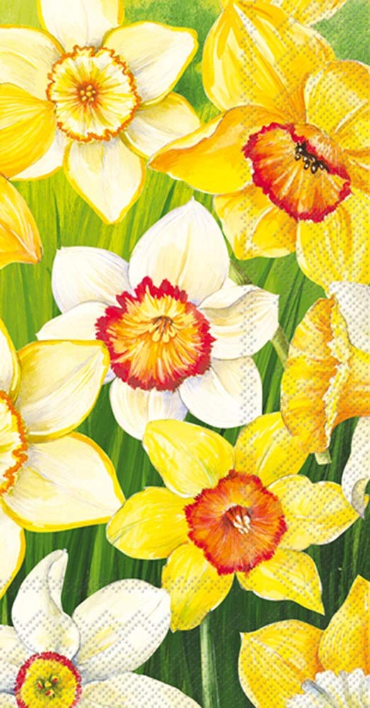 Disposable Hand Towels - 64 Pack Decorative Paper Guest Towels for Bathroom, Kitchen & Dining | Yellow Daffodil Floral Design | Perfect for Parties, Weddings & Home Decor