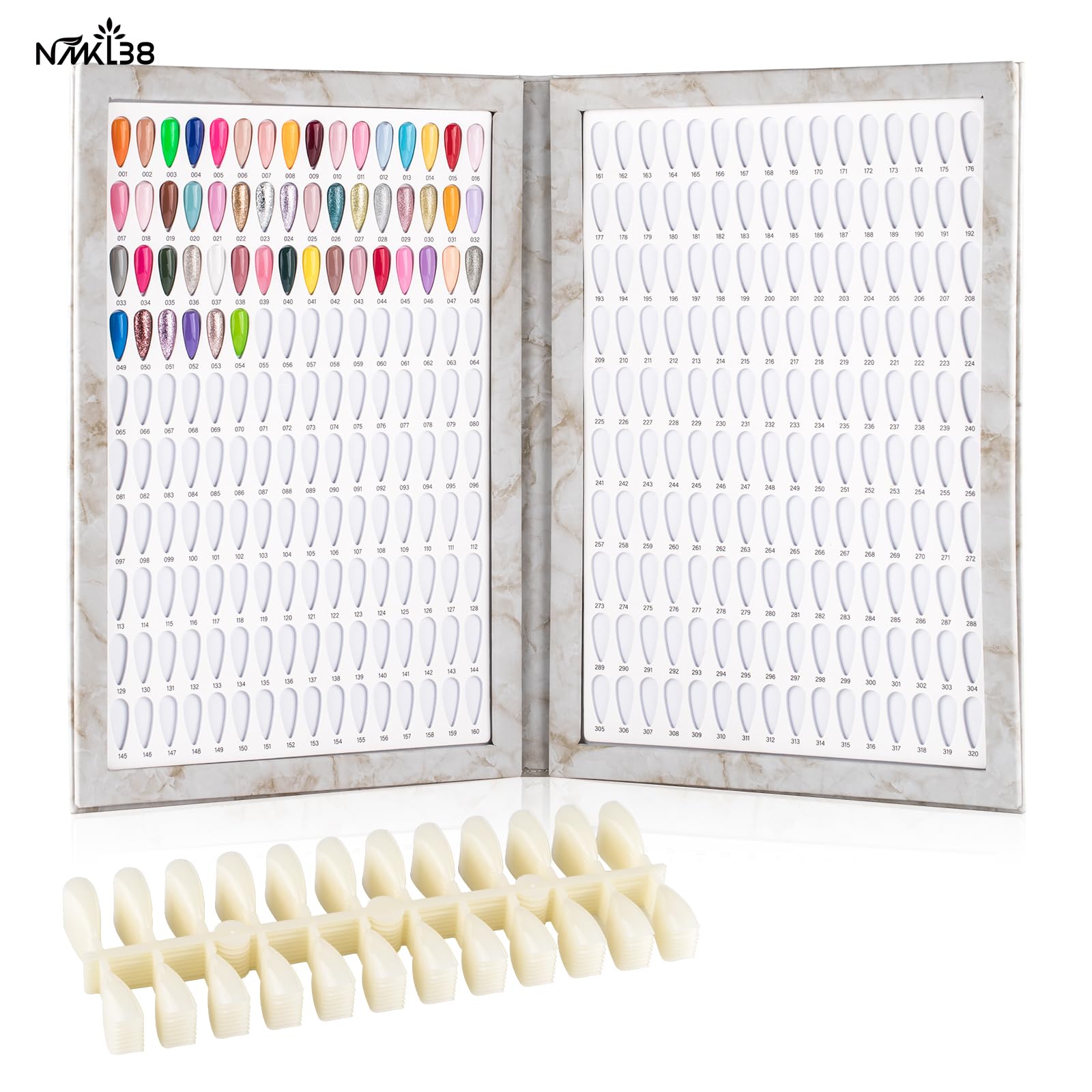 320 Gel Nail Polish Colors Swatch Book with 240 False Nail Tips - Professional Salon Nail Color Chart & Practice Cards for Nail Artists & DIY Manicures (Gray) | Perfect for Nail Salon Display, Home Manicure Practice & Nail Art Inspiration