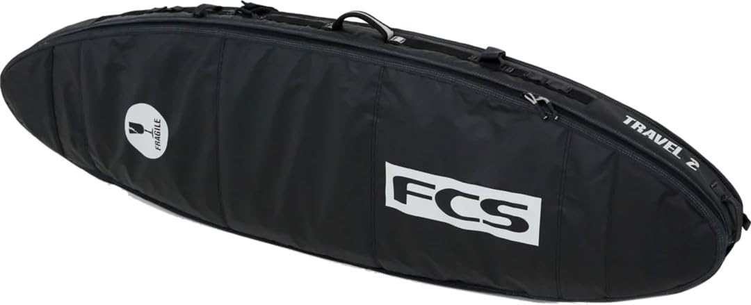 FCS Travel 2 Surfboard Cover - Lightweight Padded Protection Bag for 2 Surfboards - Perfect for Air Travel & Beach Storage