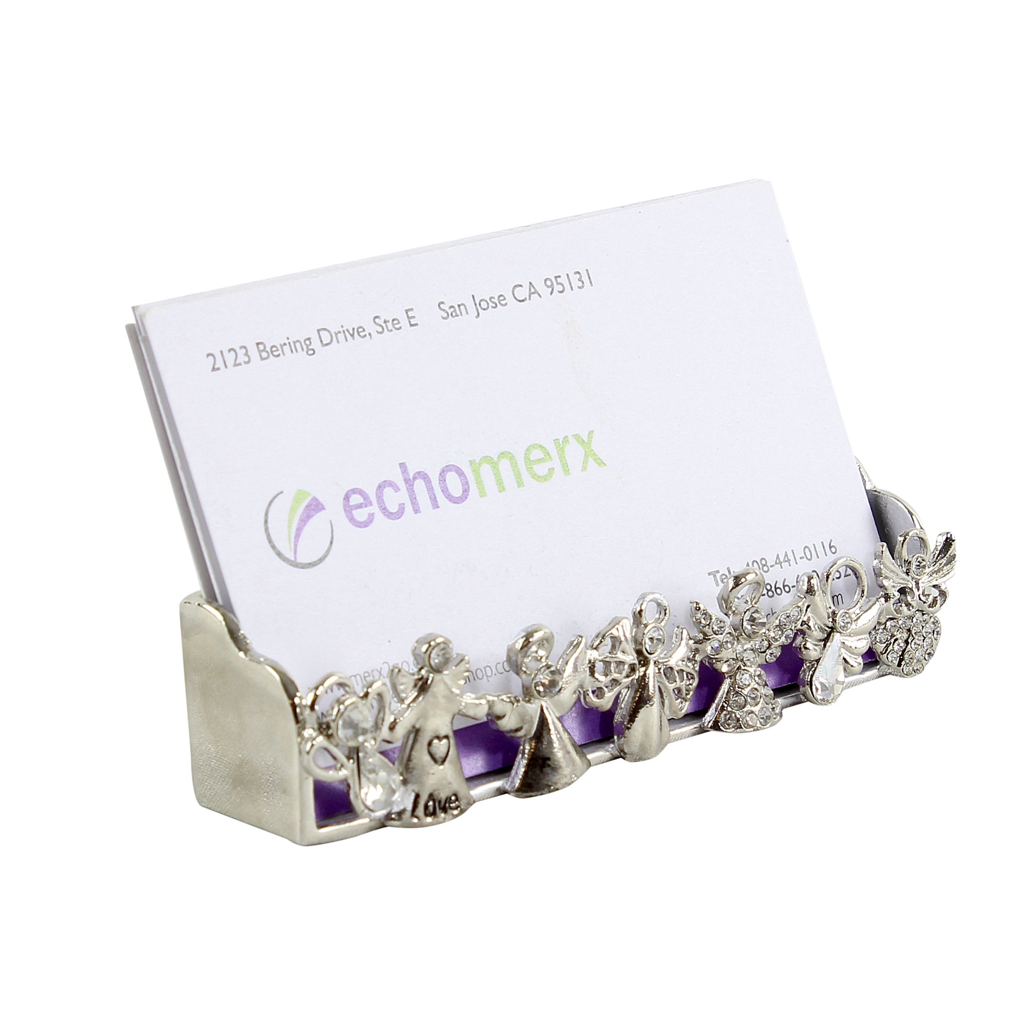 Echomerx Elegant Bejeweled Crystal Business Card Holder Stand for Women - Perfect for Office Desk, Reception & Professional Networking Events