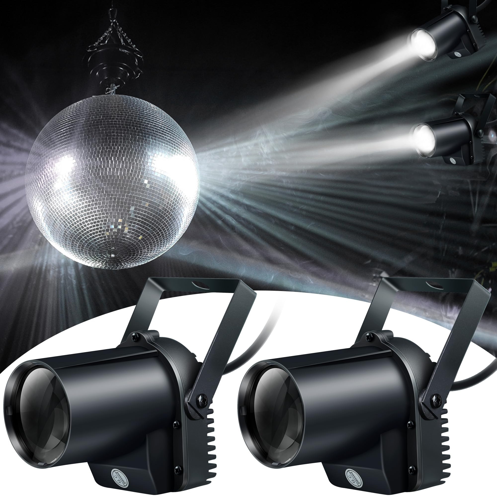 2-Pack Disco Ball Lights - 5W LED Mirror Ball Spotlight for DJ, Stage, Party & Home Decor (Cold White Light) - Perfect for Nightclubs, Weddings, and Dance Events