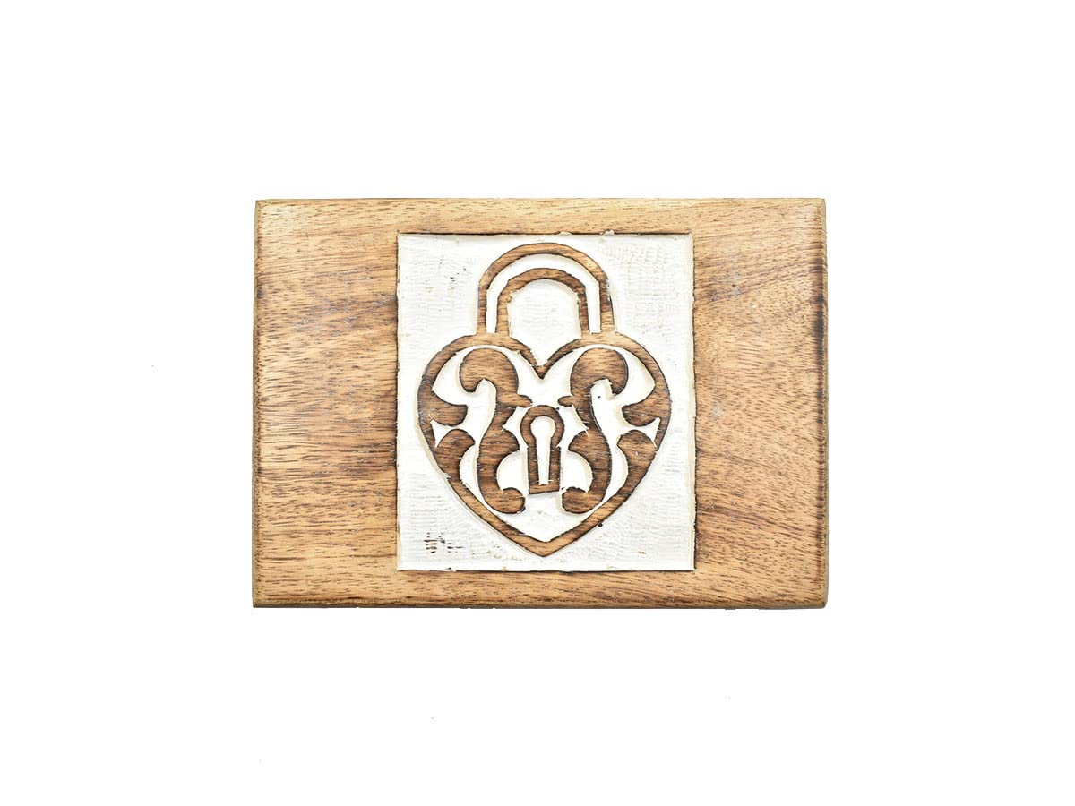 Handmade Wooden Jewelry Box with Heart Carving - Keepsake Storage Organizer for Women & Girls - Perfect for Rings, Necklaces & Small Treasures - Gift for Birthday, Anniversary & Valentines Day