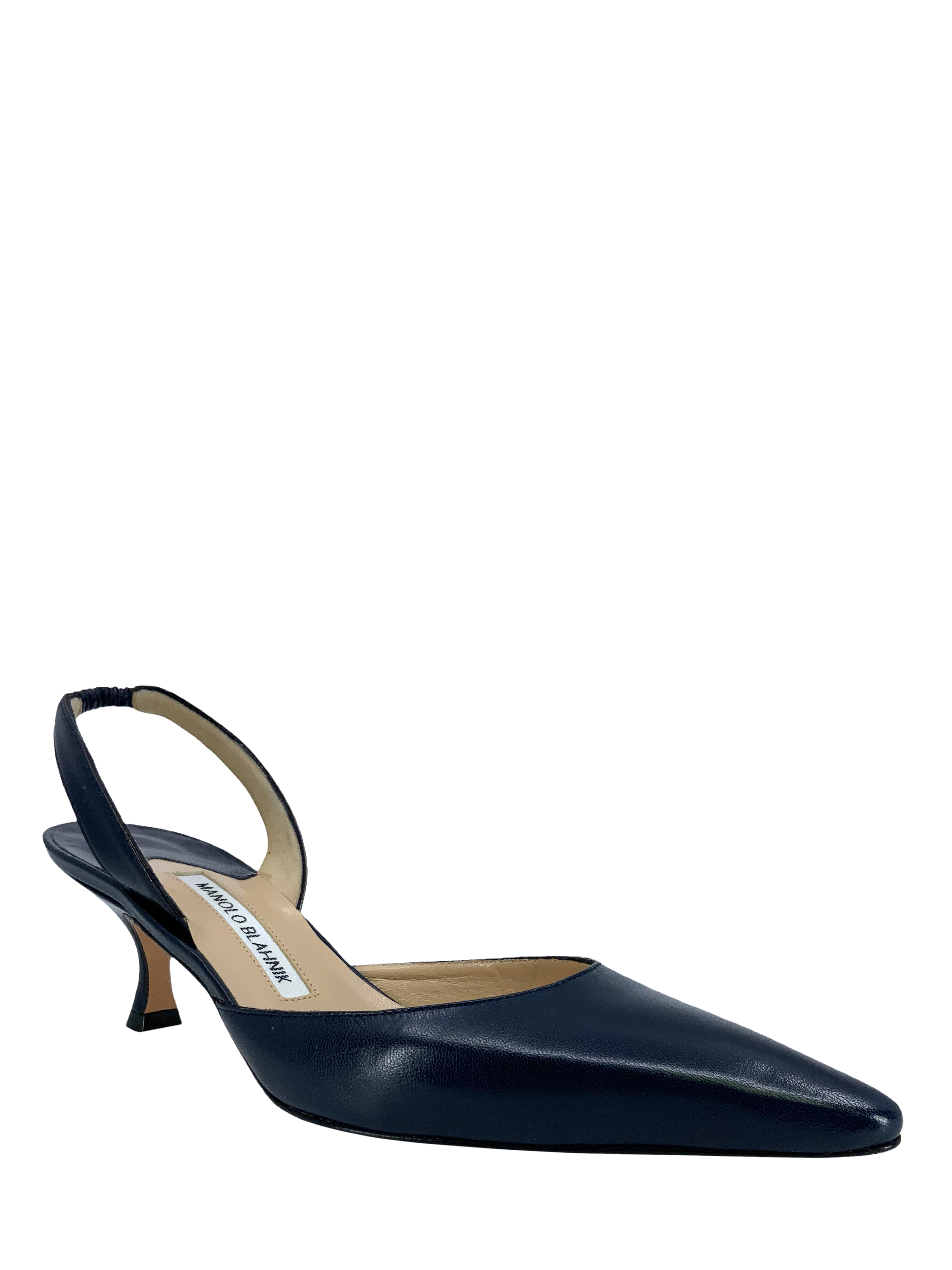 Manolo Blahnik Carolyne Leather Slingback Pumps Women's Size 8 - Elegant Heels for Weddings, Parties & Office Wear