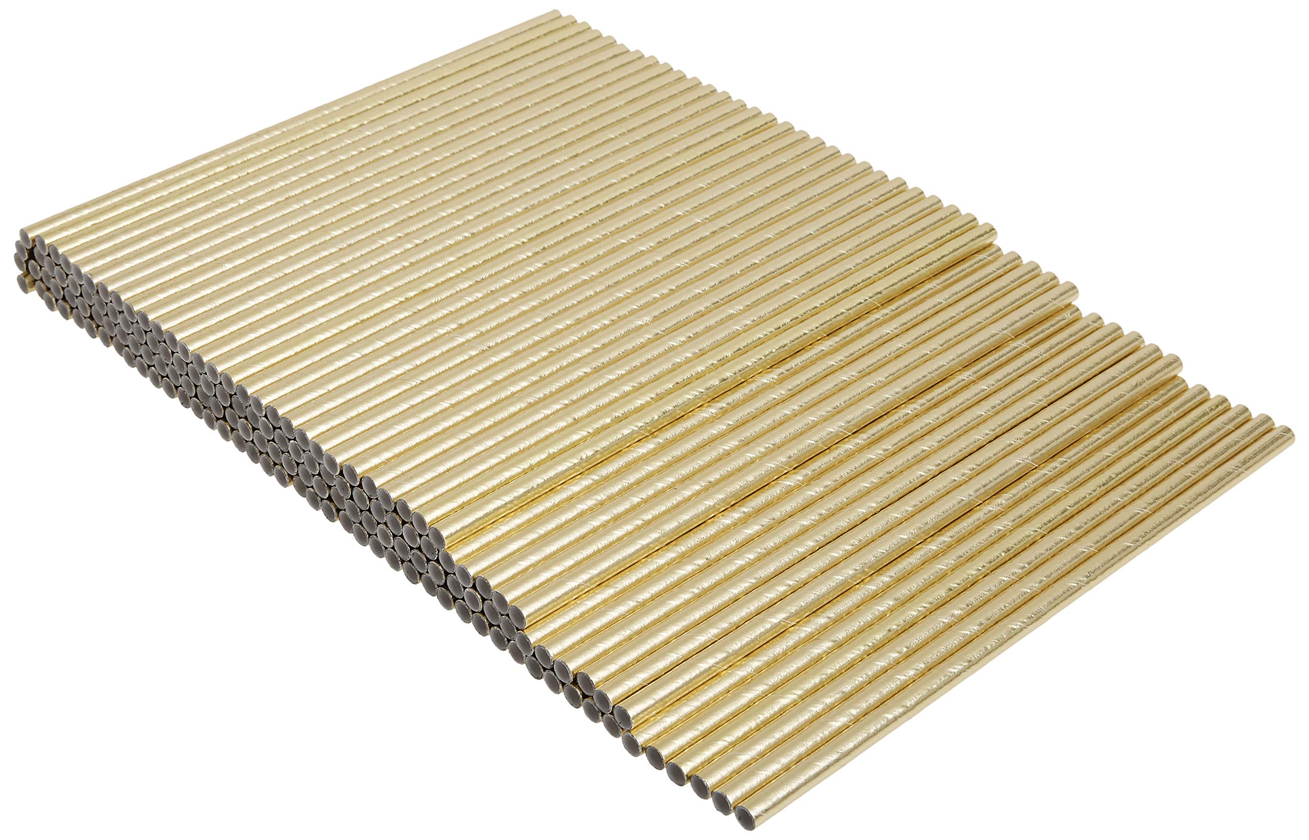 Eco-Friendly Gold Paper Straws (144-Pack) - Biodegradable & Reusable Drinking Straws for Parties, Weddings, and Home Use
