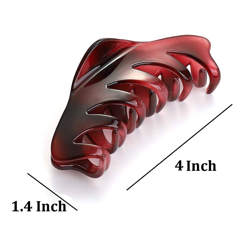 Liasun Premium Hair Claw Clip for Women - Medium Strong Hold Hair Clips for Medium to Long Hair, Non-Slip Barrettes & Hair Grip Clamps (Wine Red) - Perfect for Work, Gym, Travel & Everyday Styling