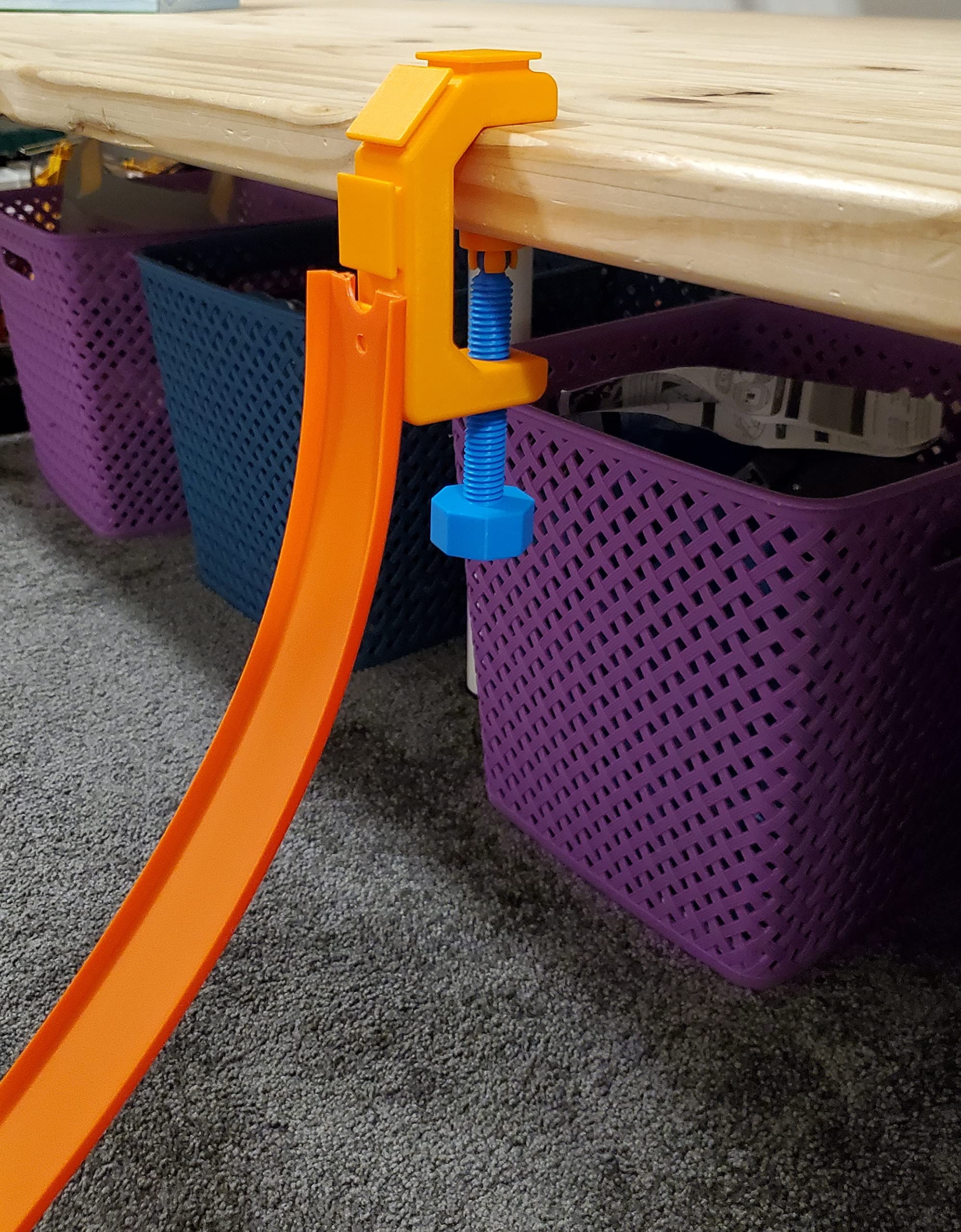 1/64 Scale Die-Cast Track C Clamp in Orange - Compatible with Hot Wheels & Matchbox Cars - Perfect for DIY Race Tracks & Toy Car Displays