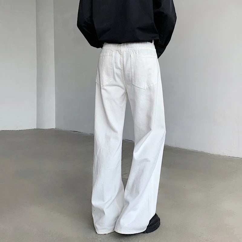 American Style Men's Jeans - Casual Straight Wide Leg Denim Pants for Men with Loose Fit & Zipper | Solid Color Trendy Male Bottoms (Style 9C6405) | Perfect for Everyday Wear, Street Fashion & Casual Outings