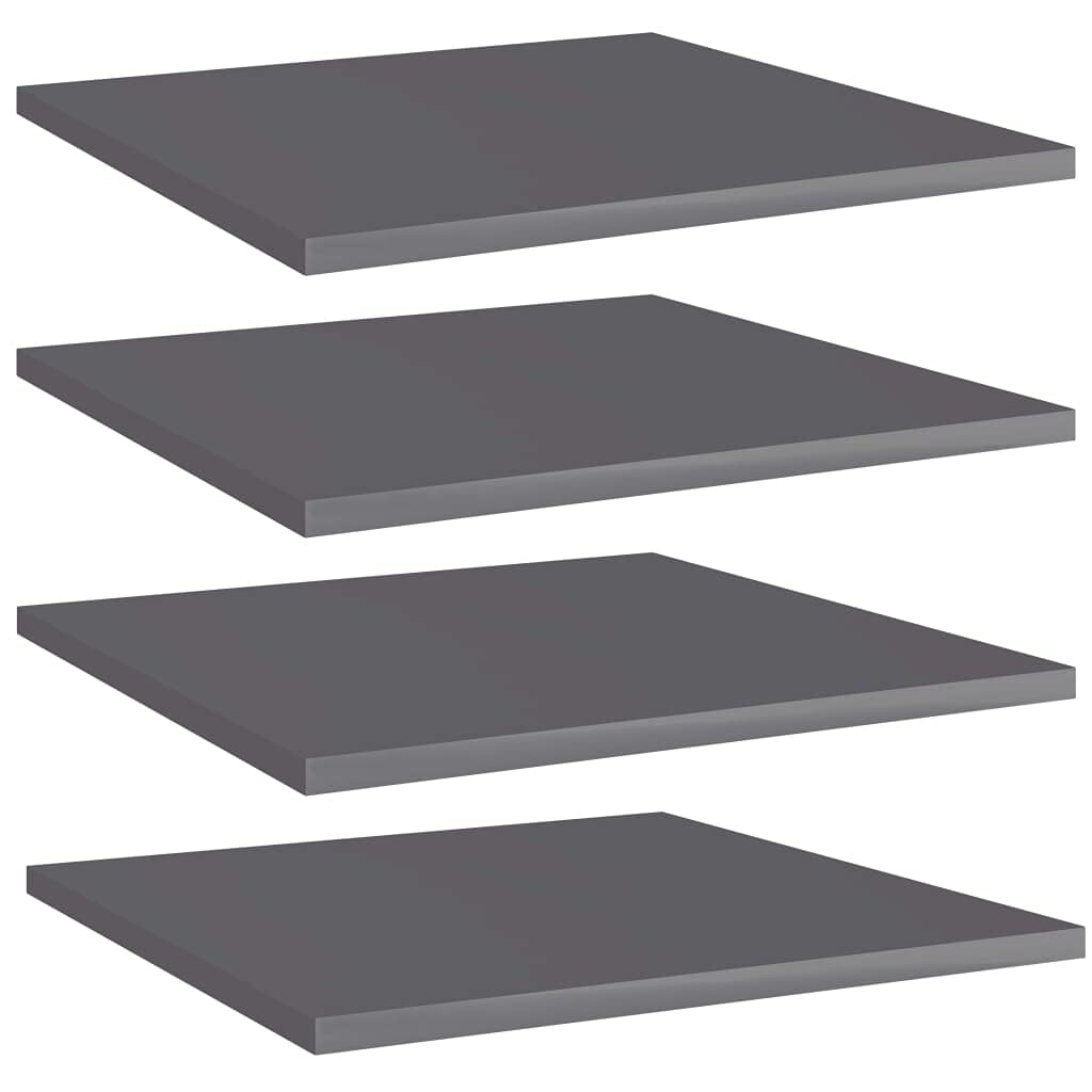 4-Pack High Gloss Gray Bookshelf Replacement Panels - Floating Shelves for Book Storage & Display - Perfect for Home Office, Living Room & Bedroom Organization (Accessories Not Included)
