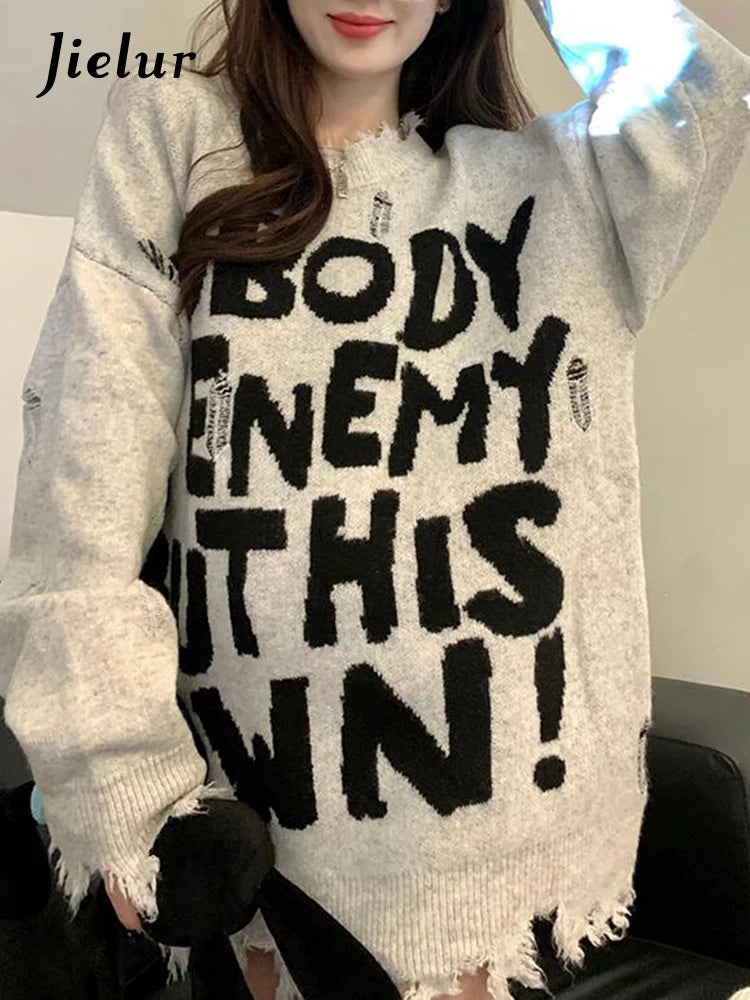 American Style Knitted Women's Pullovers - Winter High Street Fashion Loose Casual Batwing Sleeve O-Neck Sweater for Women | Perfect for Office, Weekend Outings & Holiday Gatherings