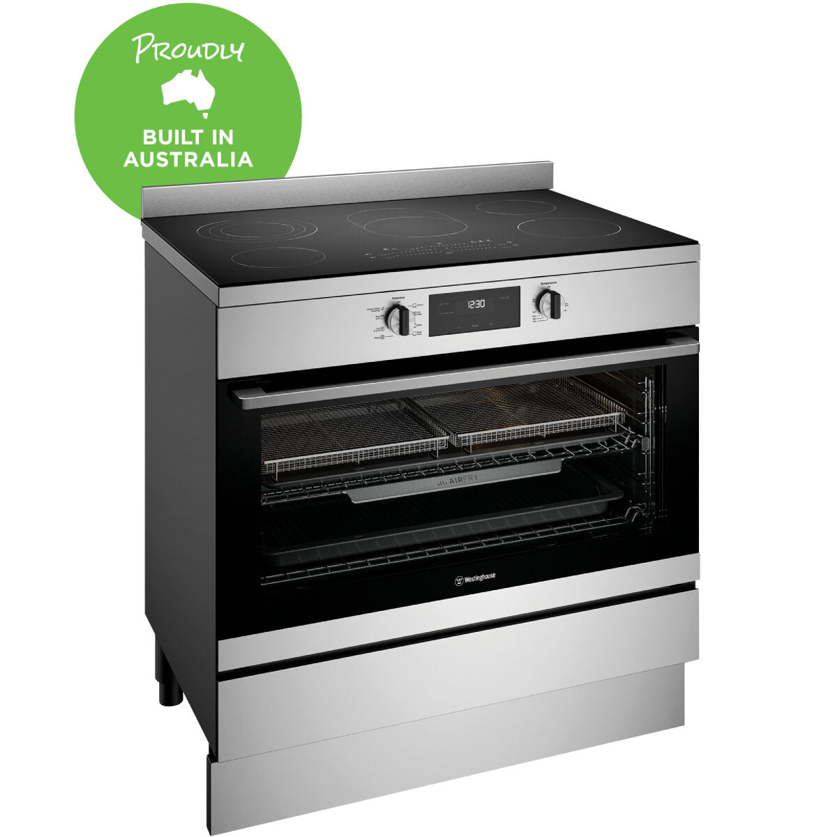 Westinghouse 90cm Electric Freestanding Cooker with Air Fryer | Stainless Steel WFE9546SD | Perfect for Modern Kitchens & Family Cooking