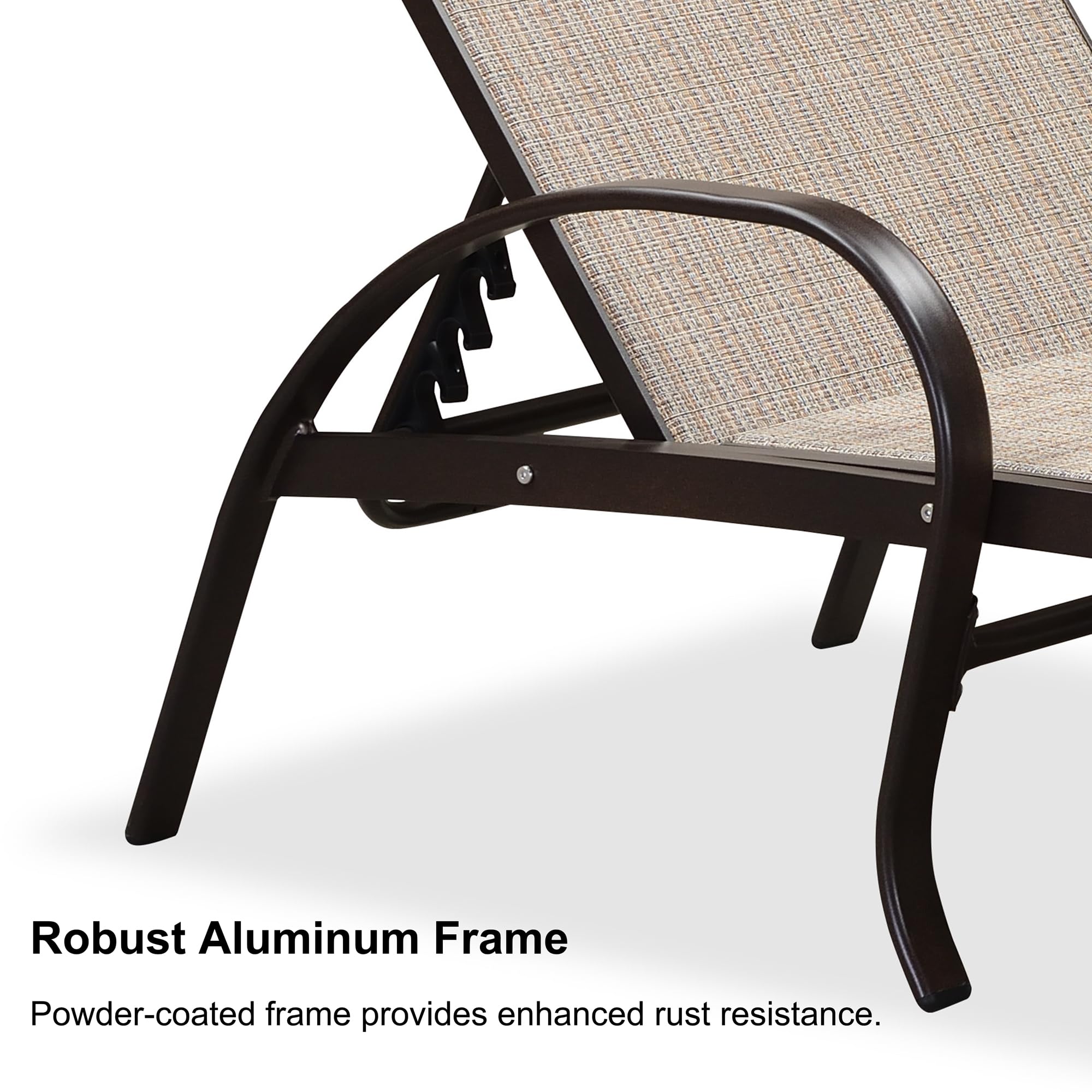 Premium Outdoor Chaise Lounge Chair Set of 3 - Aluminum Patio Pool Loungers with Side Table, Adjustable Tanning Recliner for Backyard, Deck, Garden & Beach (Khaki) | Perfect for Sunbathing, Poolside Relaxation & Outdoor Entertaining
