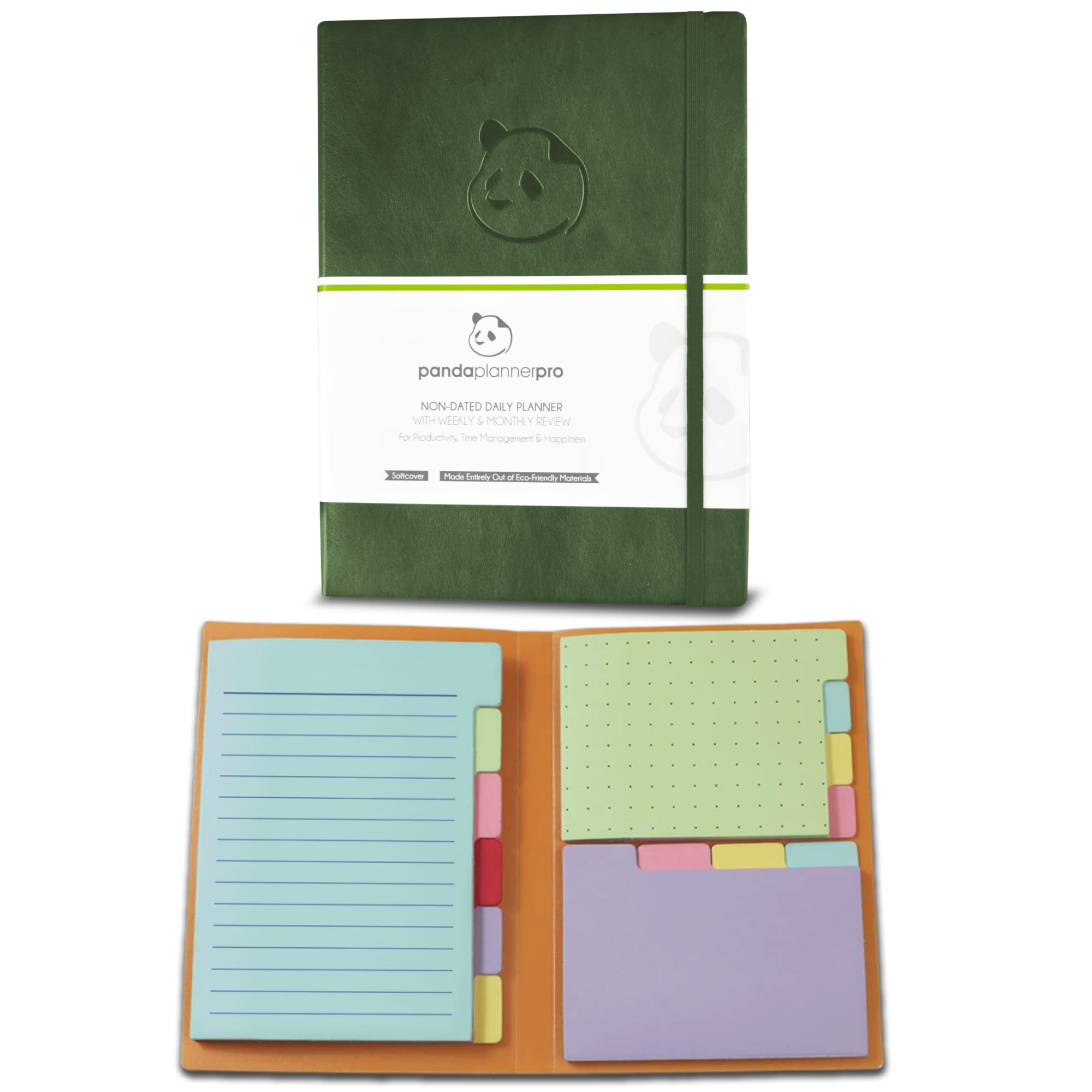 Green Pro Undated 6-Month Daily Planner with Spring Sticky Notes - Productivity Planner & Organizer for Work, School, Goal Setting | Perfect for Office, College Students, Time Management & Journaling