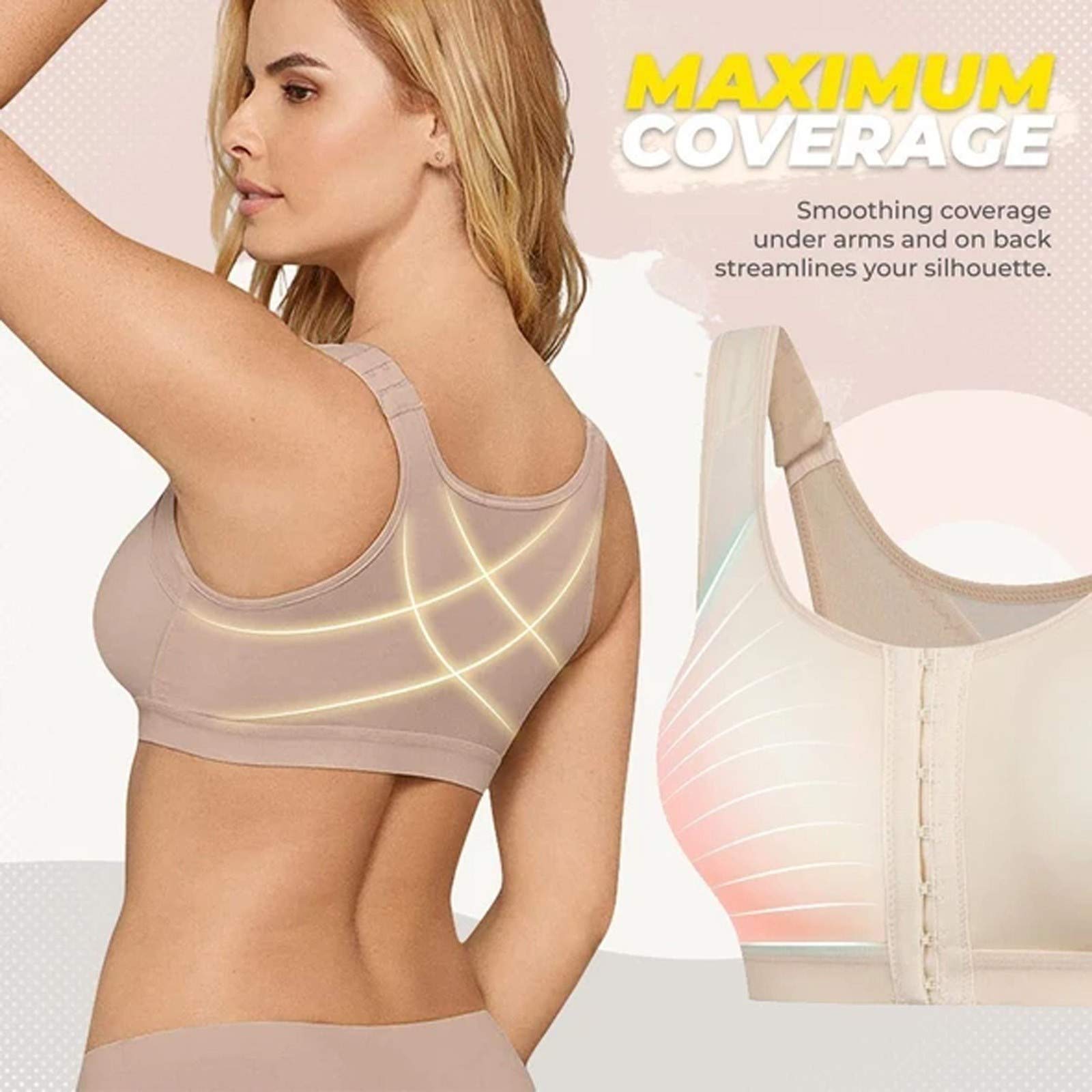 Plus Size Front Closure Sports Bra 3-Pack - Wireless High Impact for Gym & Running