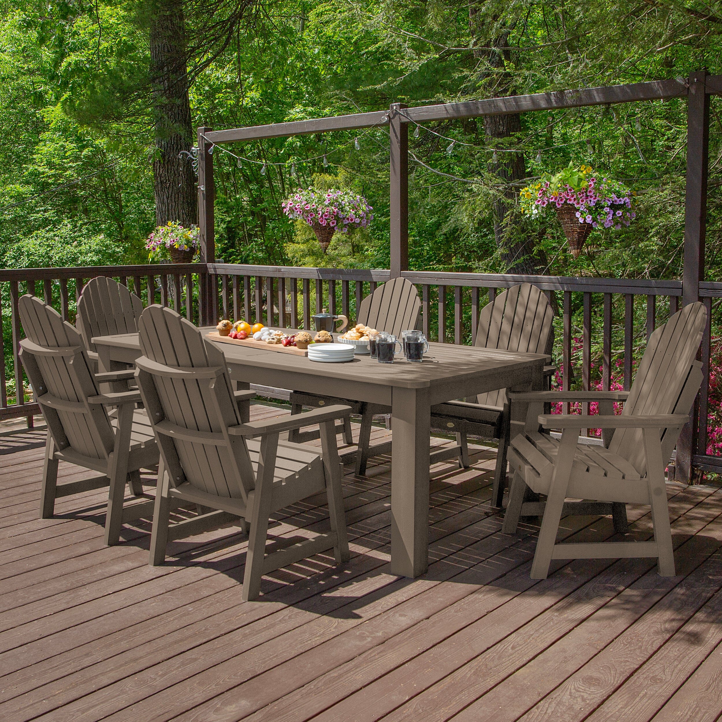 Premium Hamilton 7-Piece Outdoor Dining Set 42x84 Inches - Patio, Garden, Backyard Furniture for Dining & Entertaining