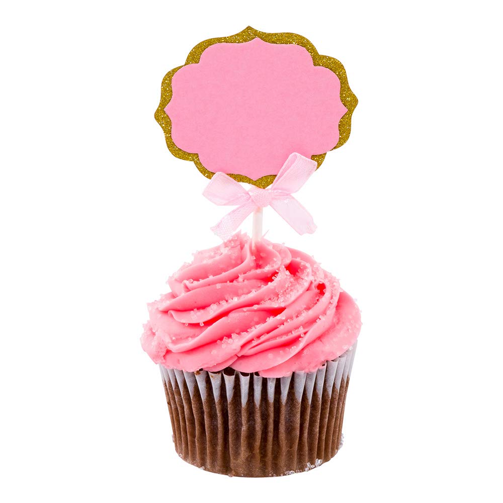 Pink & Gold Glitter Cake Toppers - 4.5