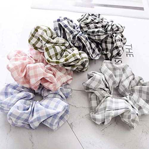 Women's Elegant Plaid Elastic Hair Band - Simple Crude Scrunchies, Headwrap, Hair Rope, Rubber Band Accessories for Casual, Office, and Party Styles