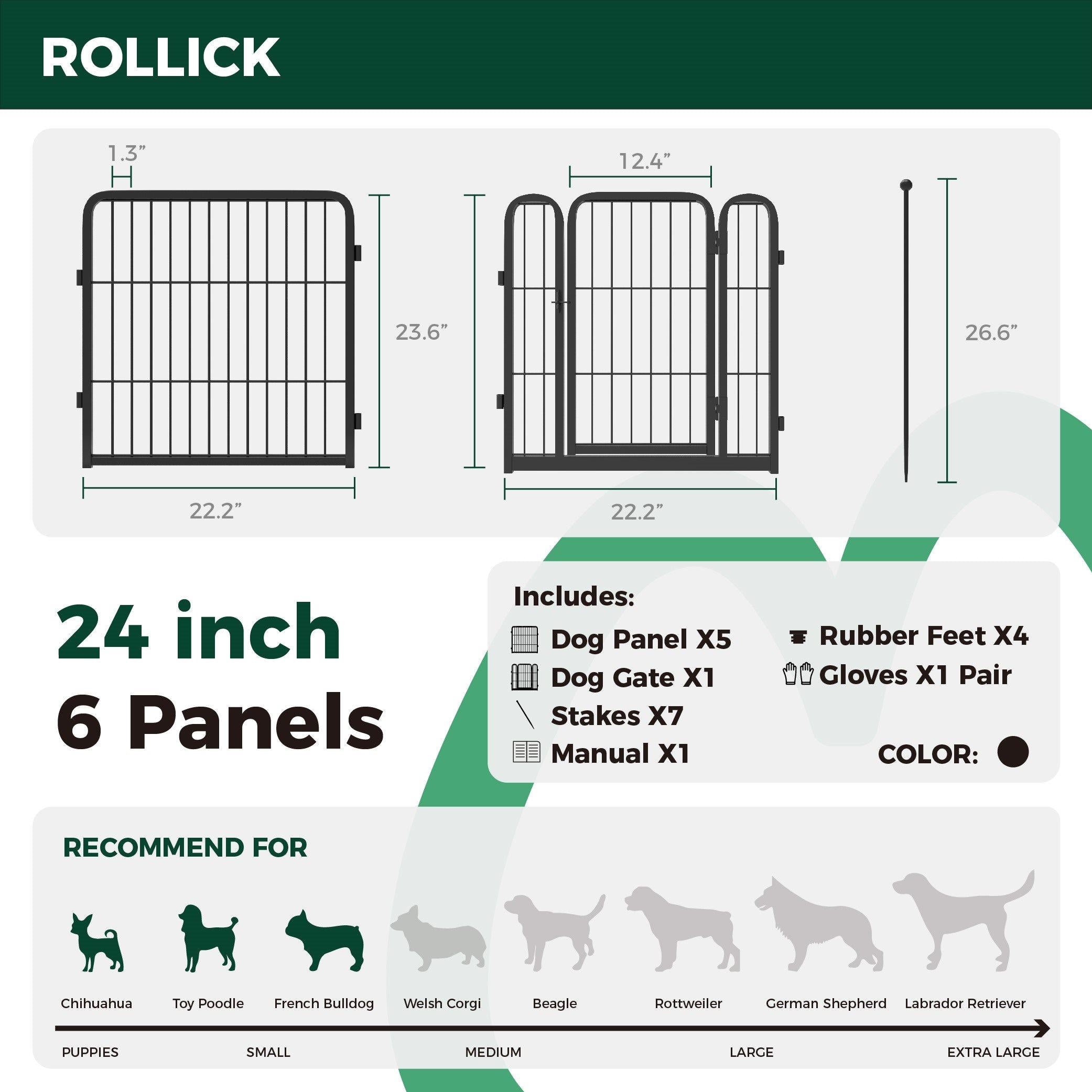 Rollick All-Terrain Dog Playpen - Portable & Durable Pet Play Yard for Small, Medium & Large Dogs - Perfect for Outdoor, Camping, Backyard & Travel Use