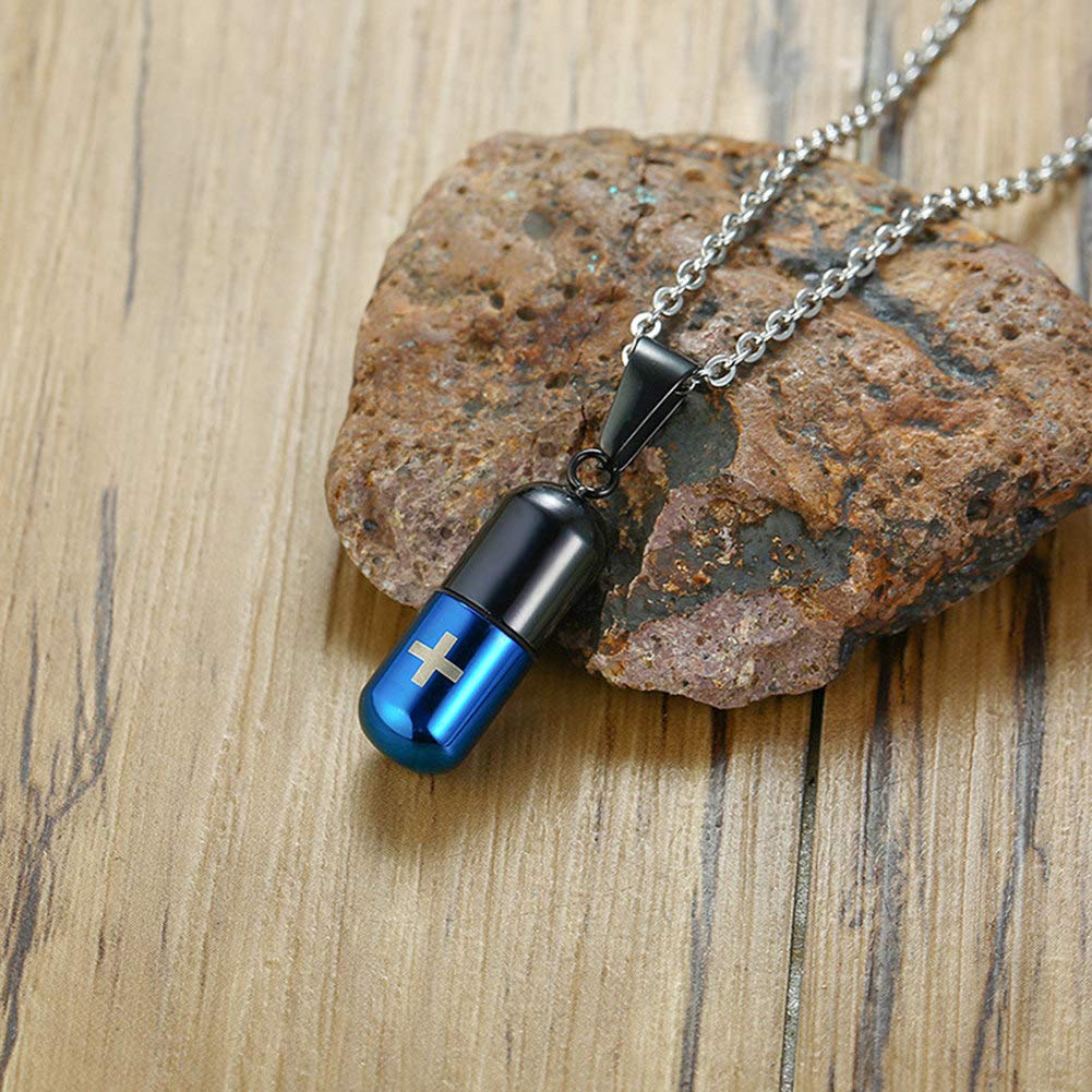 Stainless Steel Medical Alert ID Necklace for Men & Women - Emergency Pill Case Pendant with Engraved Medical Info - Perfect for Seniors, Diabetics & Allergy Sufferers