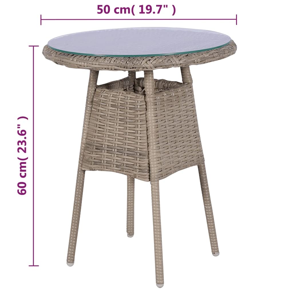 vidaXL 3-Piece Outdoor Bistro Set with 2 Armchairs & Round Table - Water-Resistant Poly Rattan Patio Furniture with Removable Washable Cushions (Brown) - Perfect for Garden, Balcony, and Backyard Relaxation