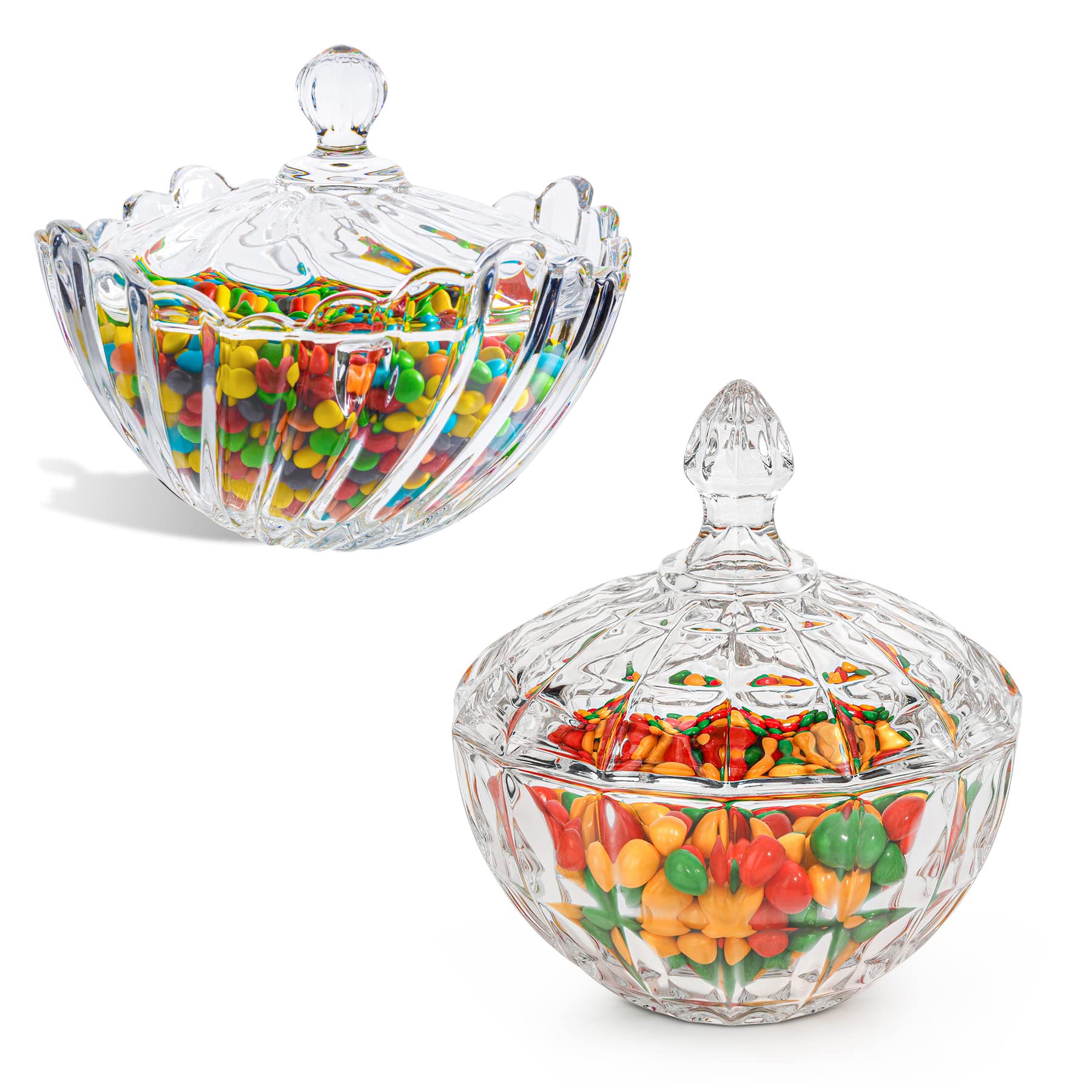ComSaf Large Glass Candy Dish with Lid - Clear Covered Candy Bowl & Crystal Candy Jar - Decorative Candy Server for Home, Kitchen, Office - Perfect for Parties, Holidays & Gift Giving (Set of 1)
