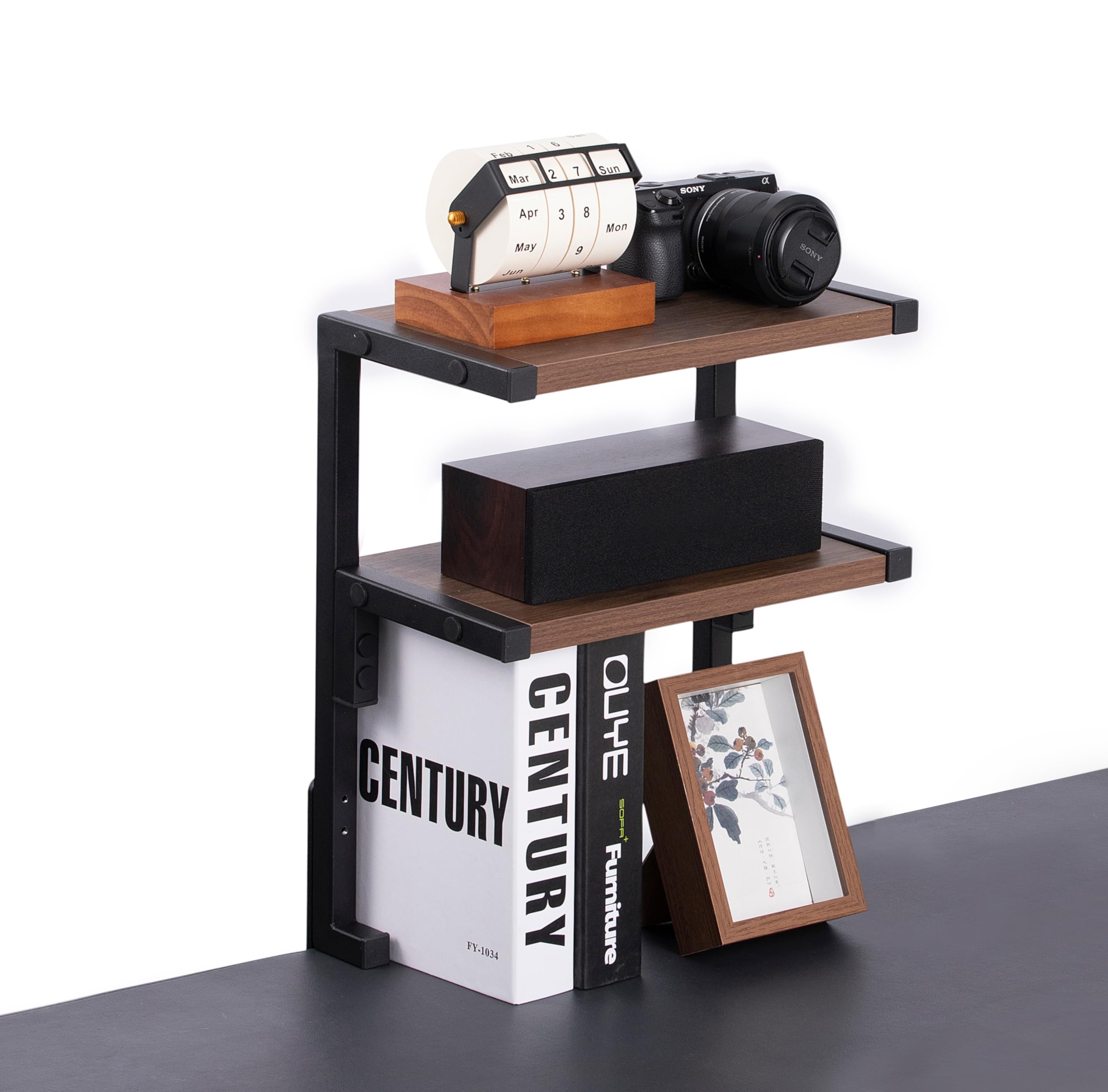 2-Tier Clamp on Desk Shelf Organizer - 12.6 x 7 Inch Under Desk Storage Tray | Space-Saving Workspace Solution for Office & Home | Perfect for Laptops, Books & Office Supplies