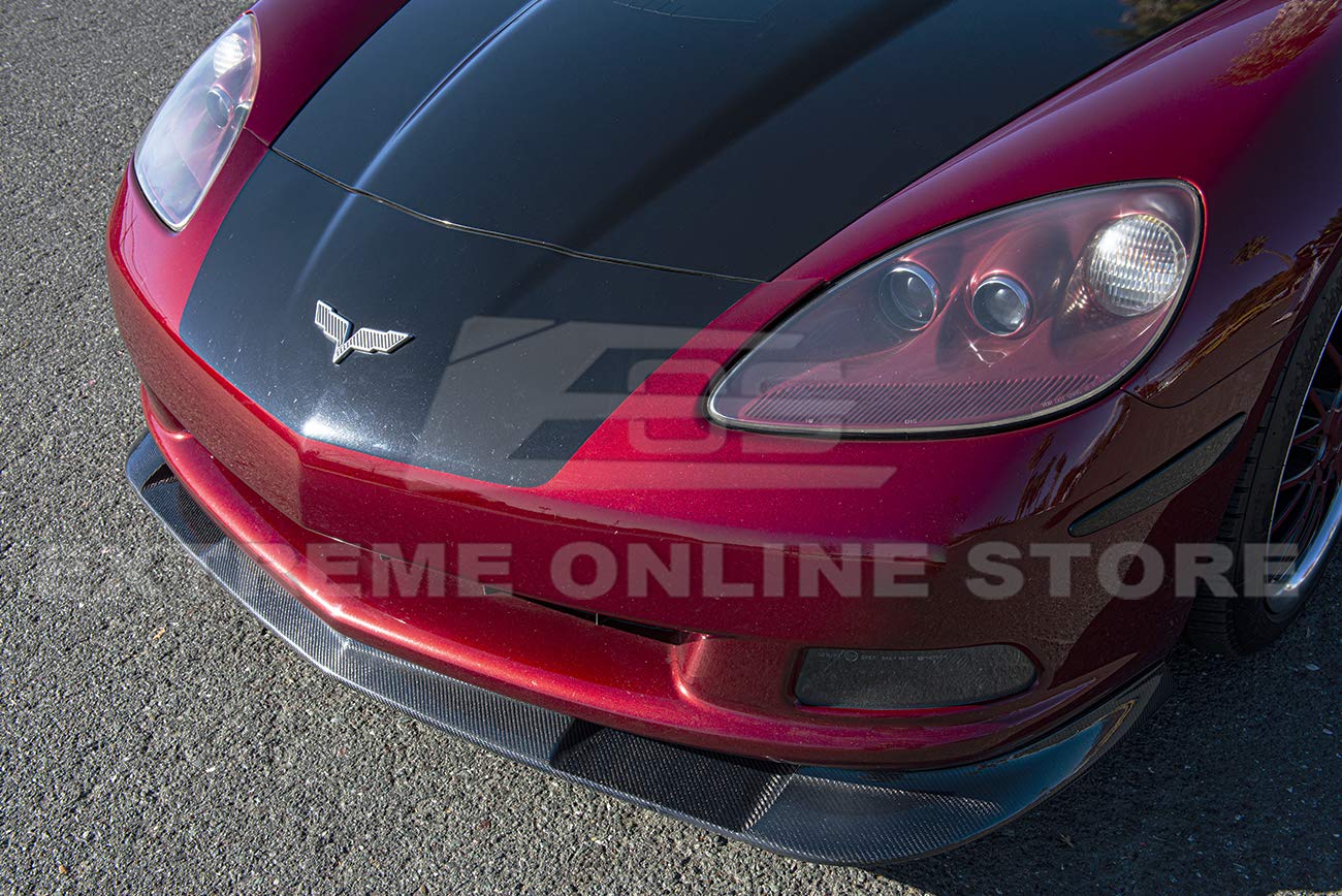 2005-2013 Chevrolet Corvette C6 Base & ZR1 Extended Style Carbon Fiber Front Bumper Lip Splitter | Replacement Part for Enhanced Aerodynamics & Sporty Look | Perfect for Racing, Car Shows & Street Performance